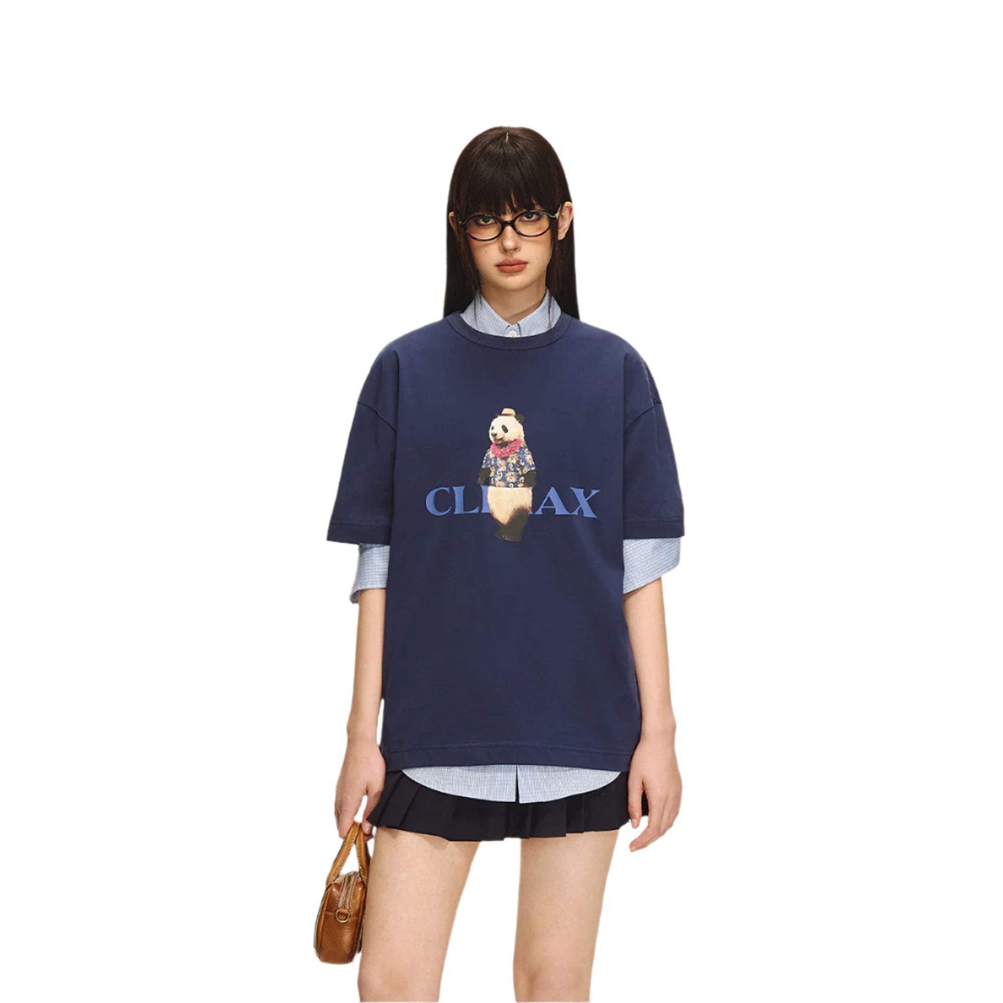 Navy Panda Print Short Sleeve T-Shirt