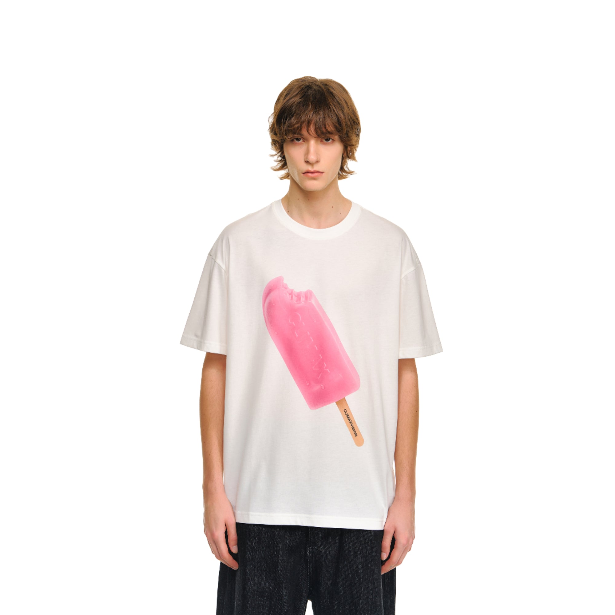 White Creative Ice Cream Print Short-sleeved T-shirt