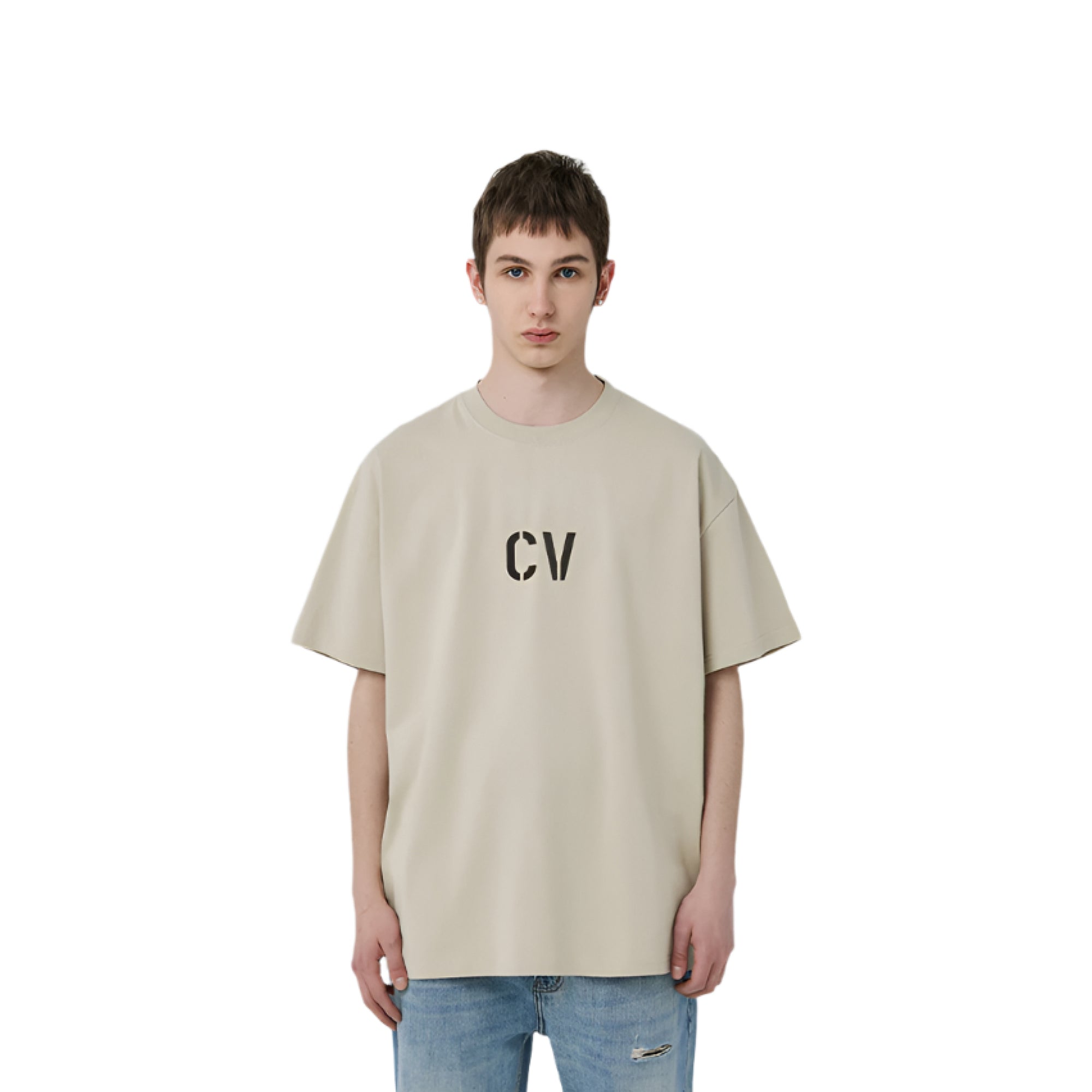 Wheat Color Flocked CV Short Sleeves