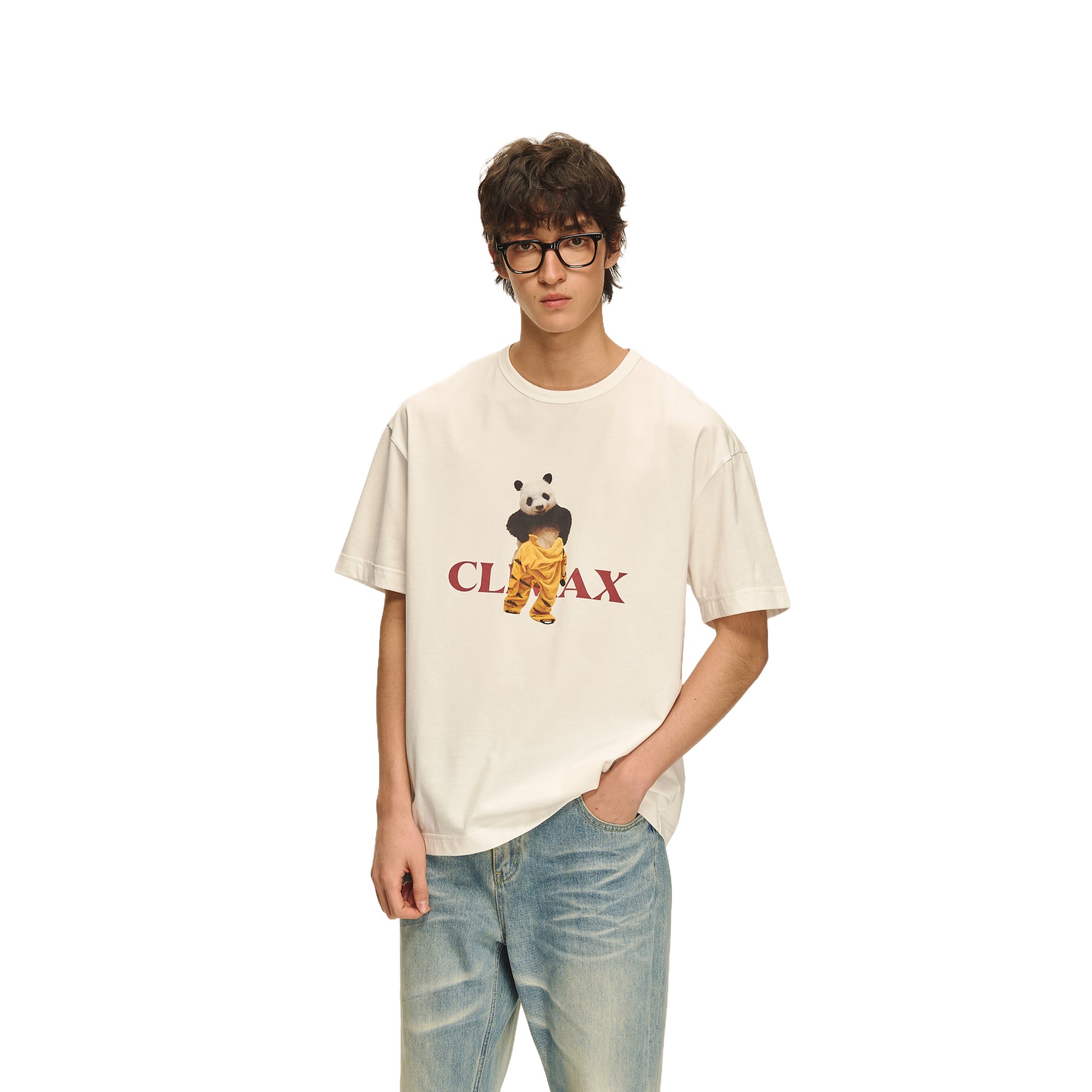 White Panda Print Short Sleeve T-Shirt