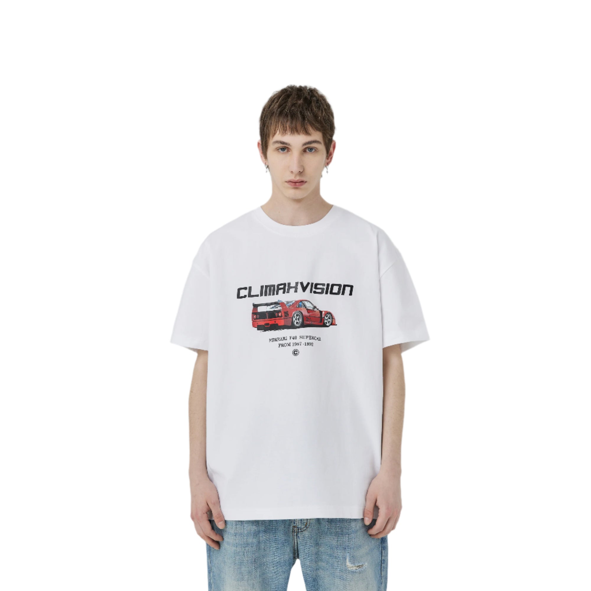 White F40 Car Print T-Shirt