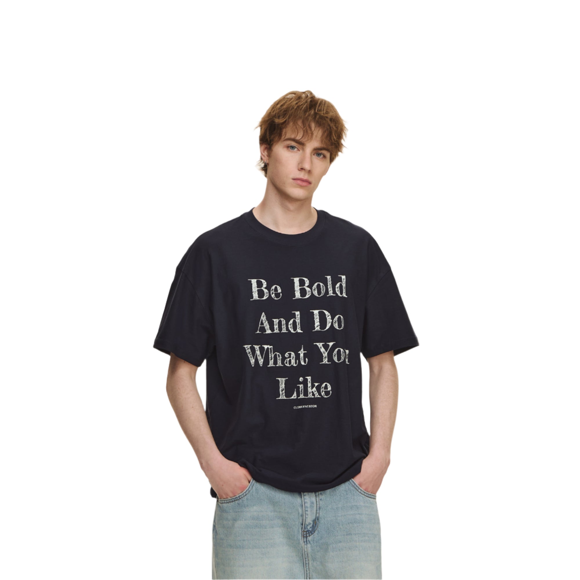Navy Blue Graffiti Lettering Translucent Short Sleeves