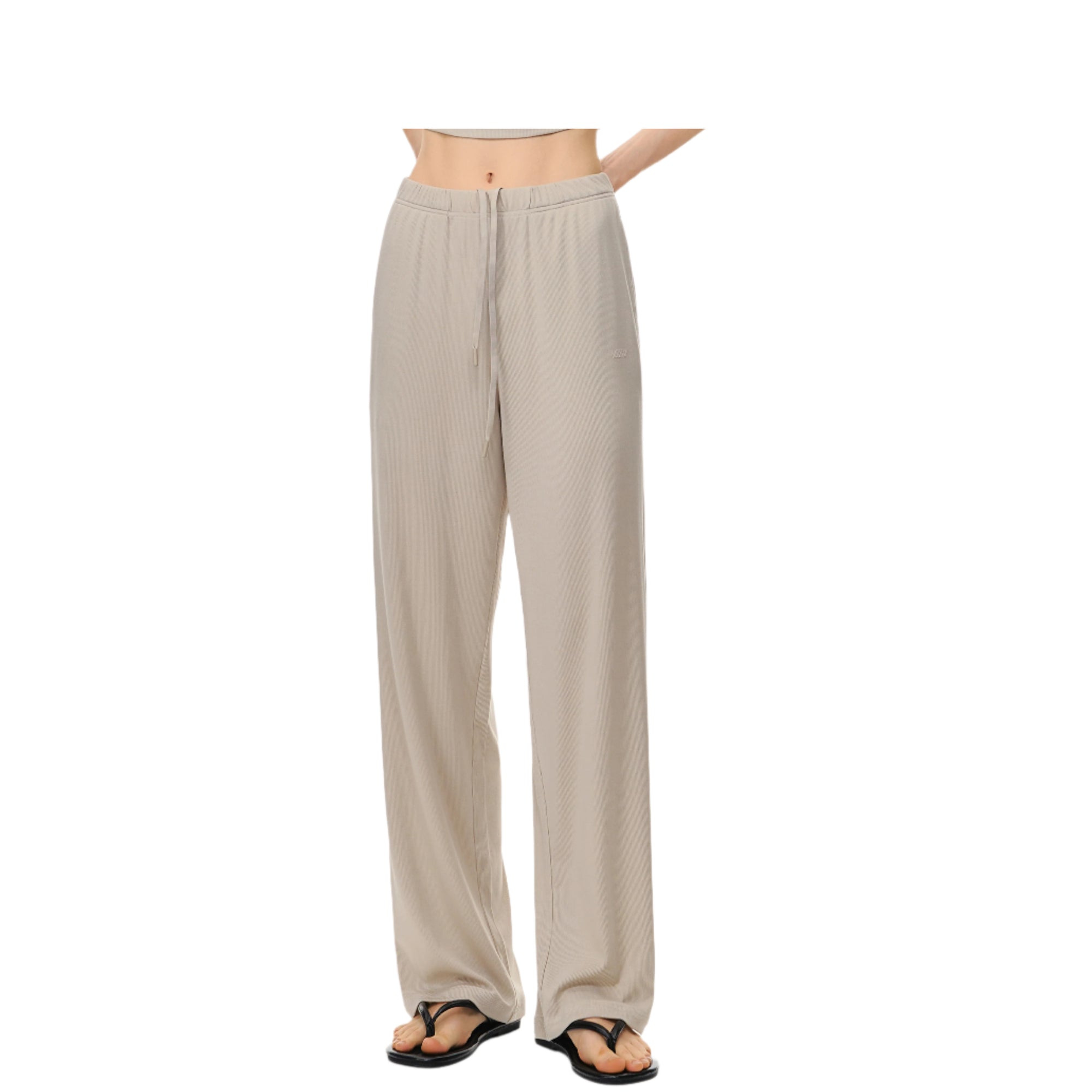 Beige Light Cloud Stretch Tencel Cool Straight Pants