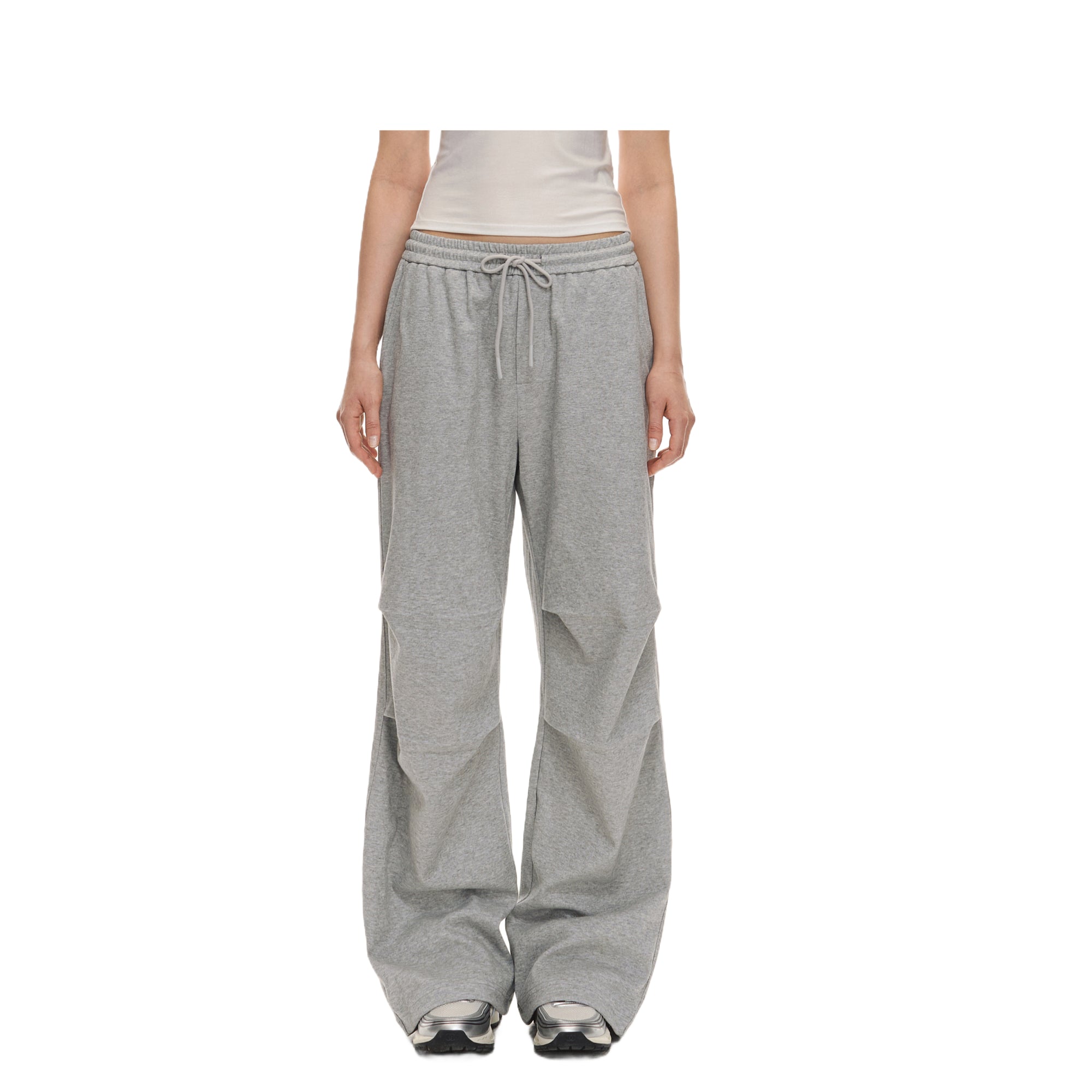 Gray Soft 3D Pleated Loose Paratrooper Pants