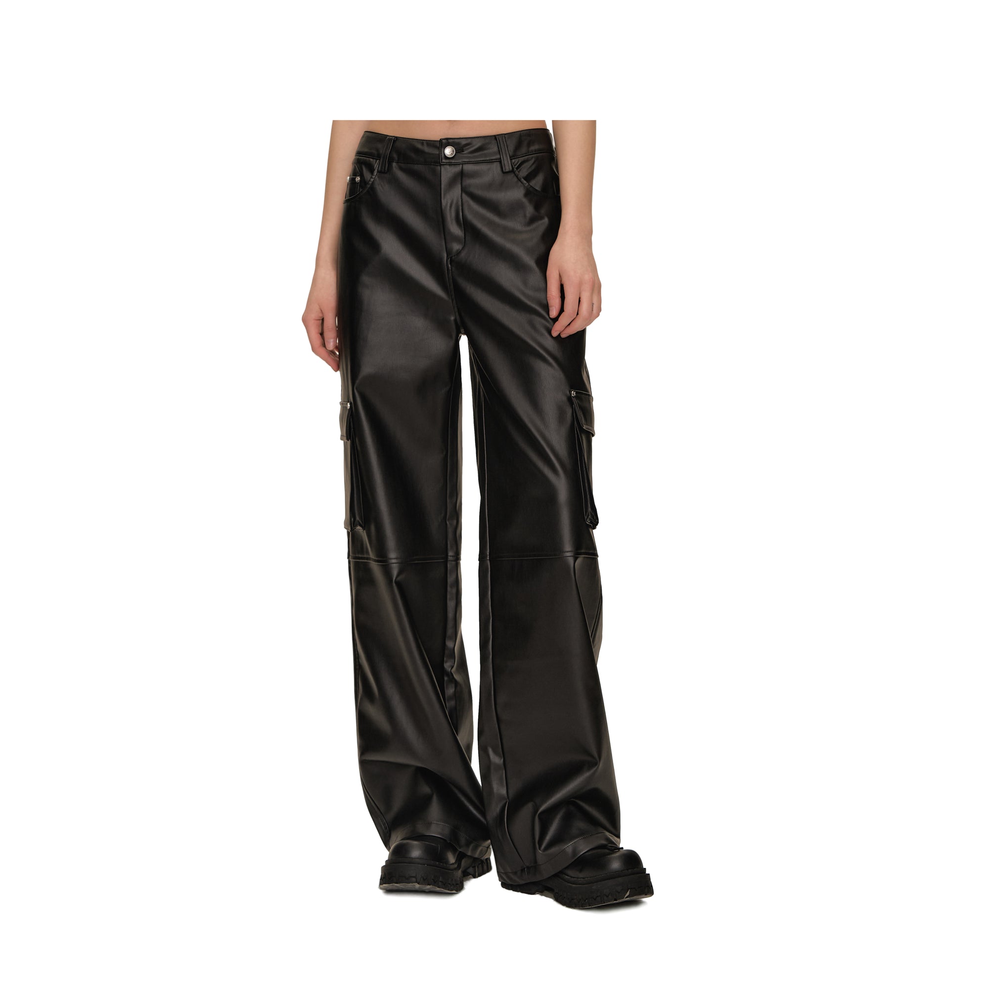 American Straight Cargo Pocket Leather Pants