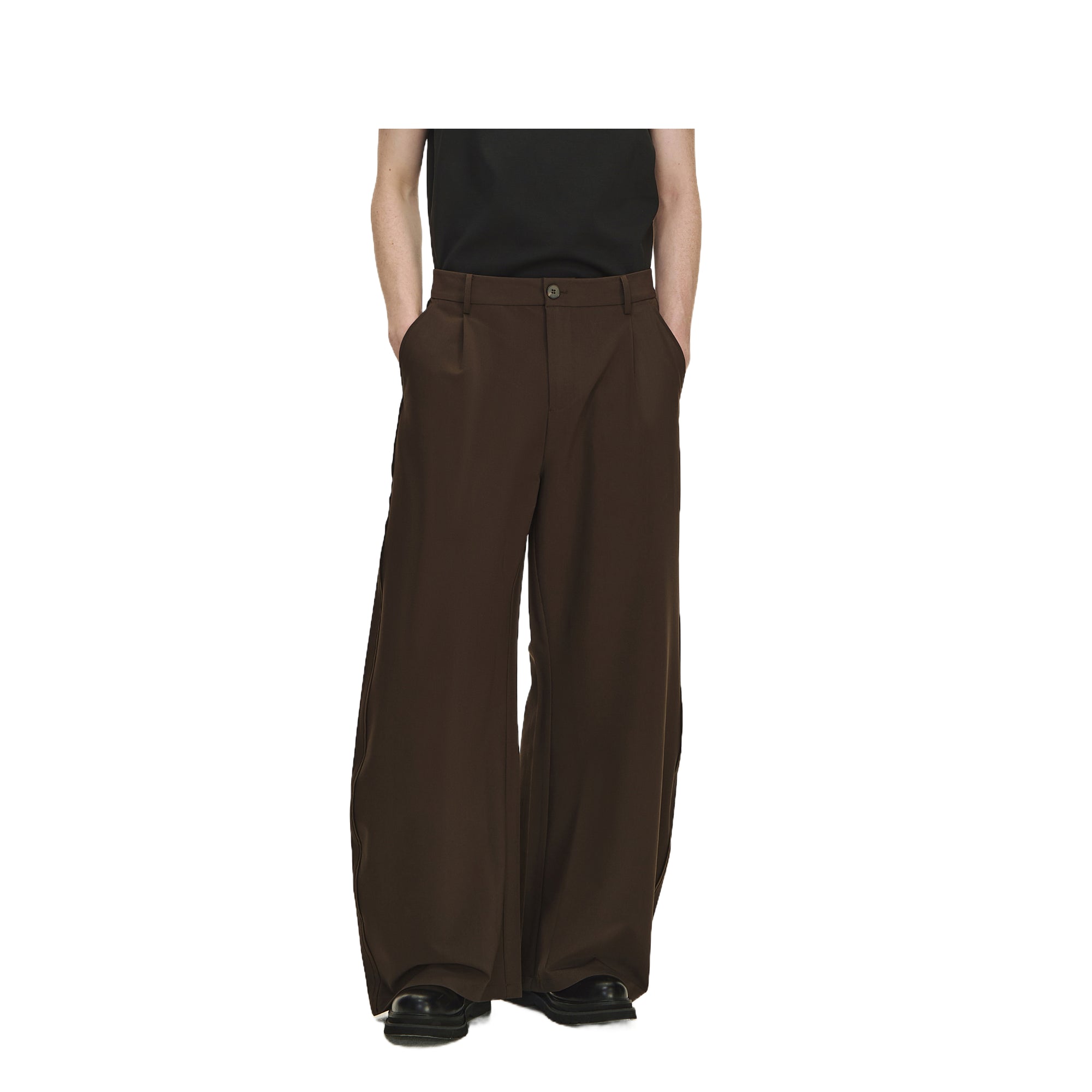 Brown 3D Tailoring Twisted Scimitar Wide-leg Trousers