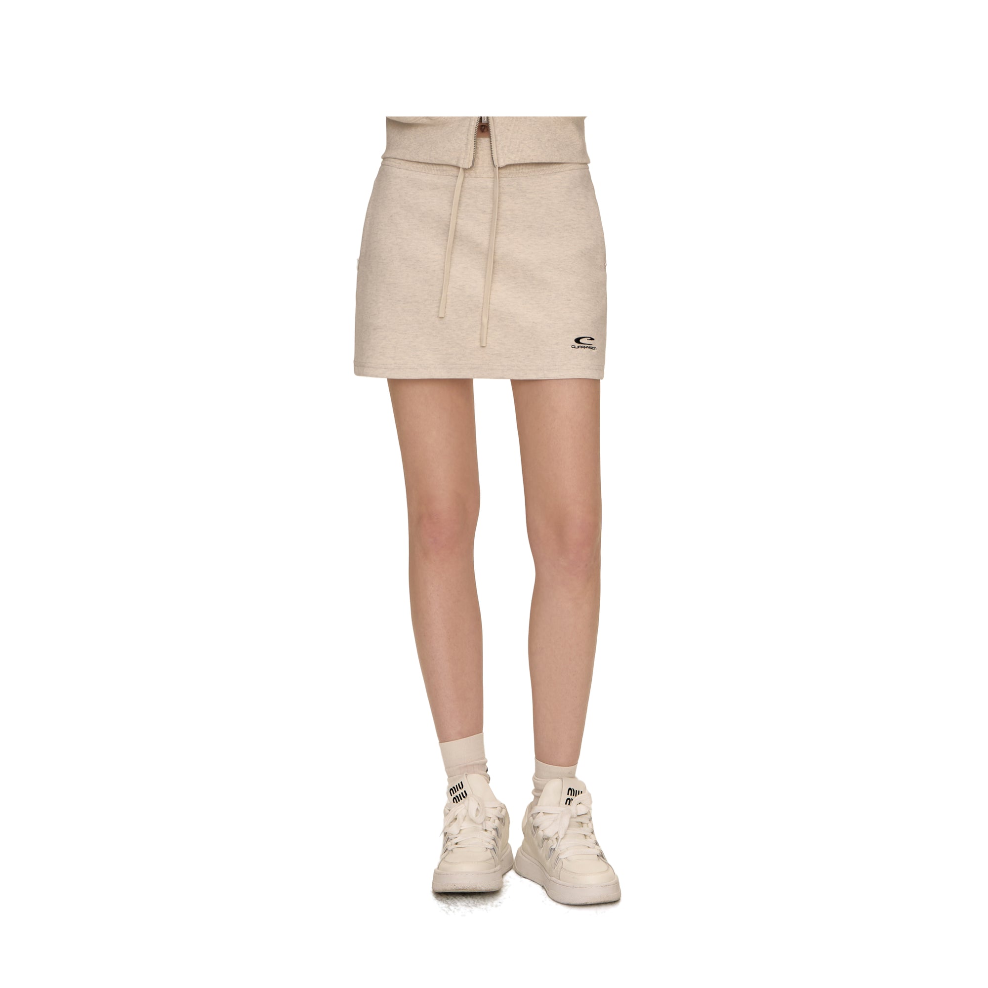 Oatmeal C-line Embroidered Skirt