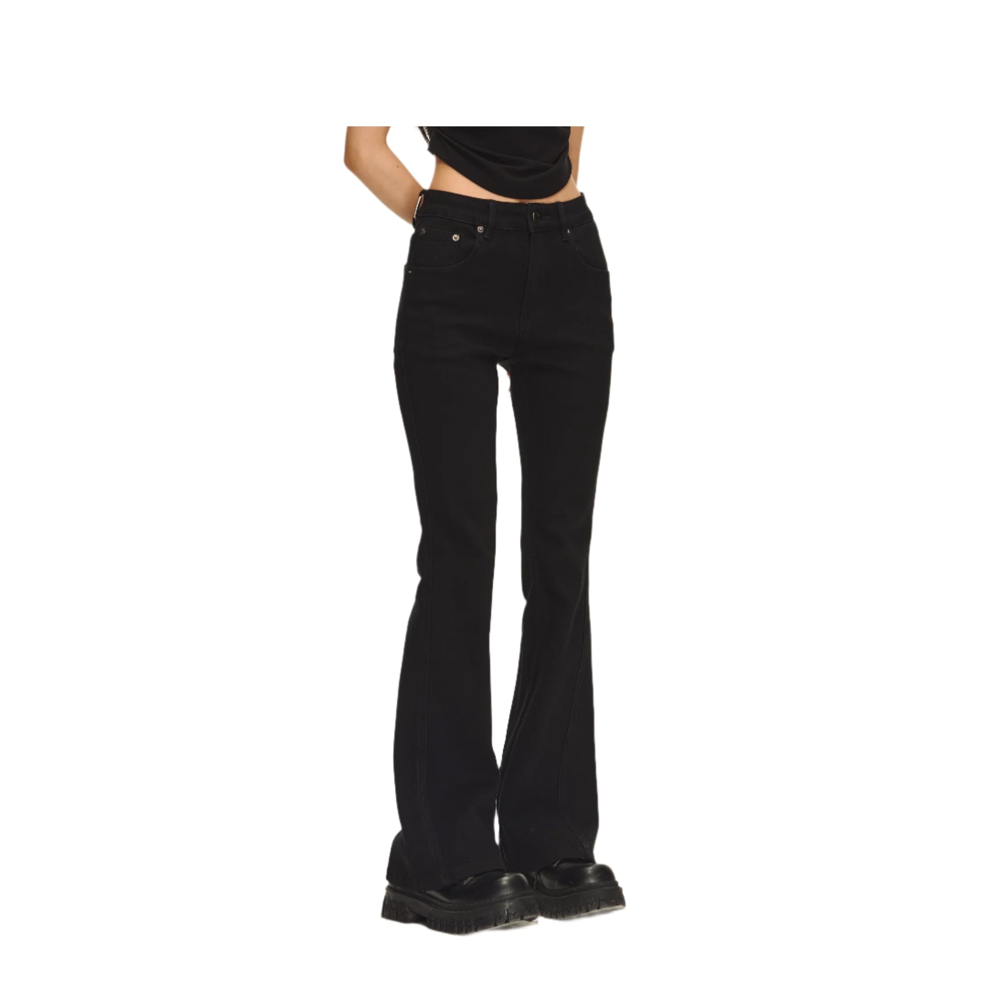 Midnight Black Sculpted Denim Bootcut Pants
