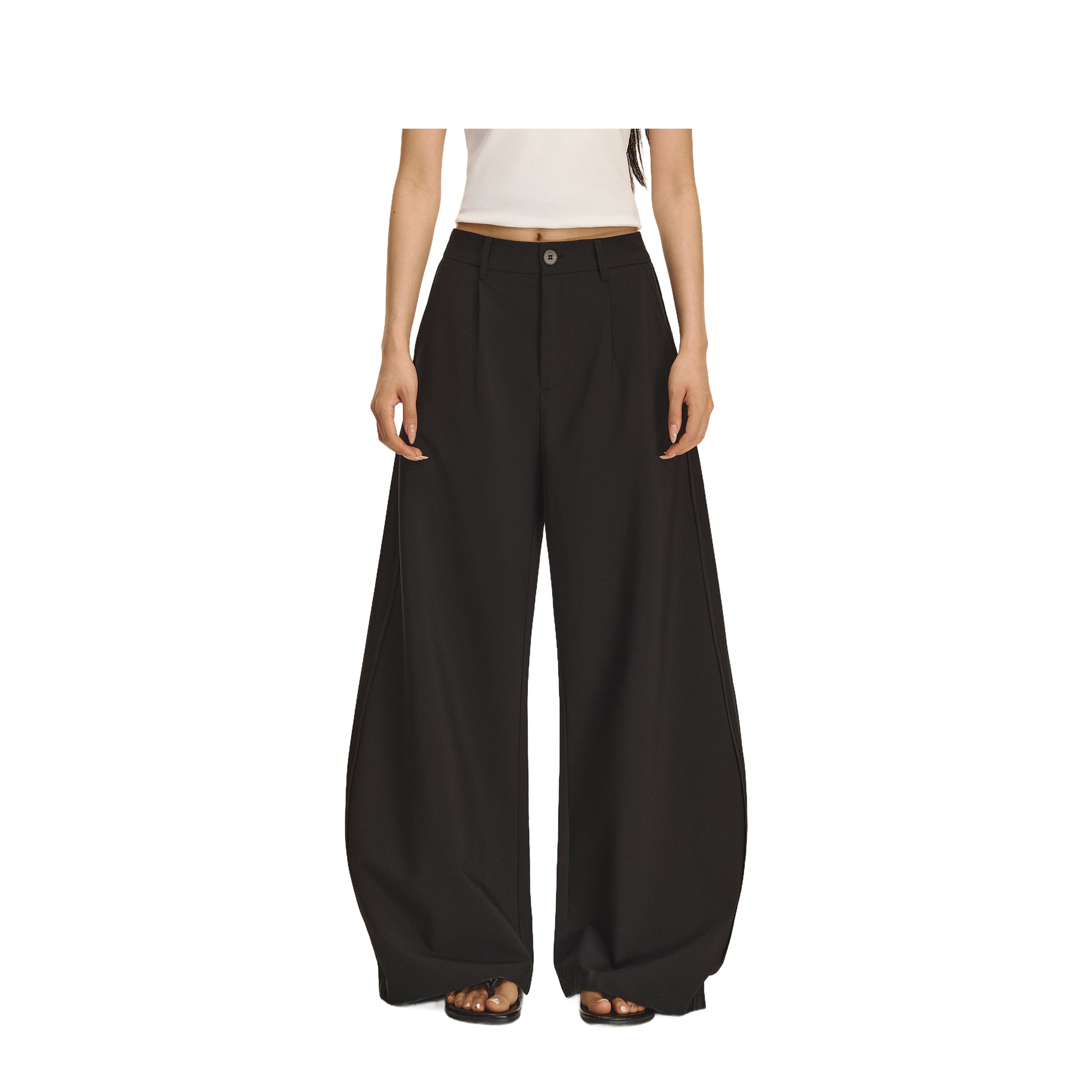 Black 3D Tailoring Twisted Scimitar Wide-leg Trousers
