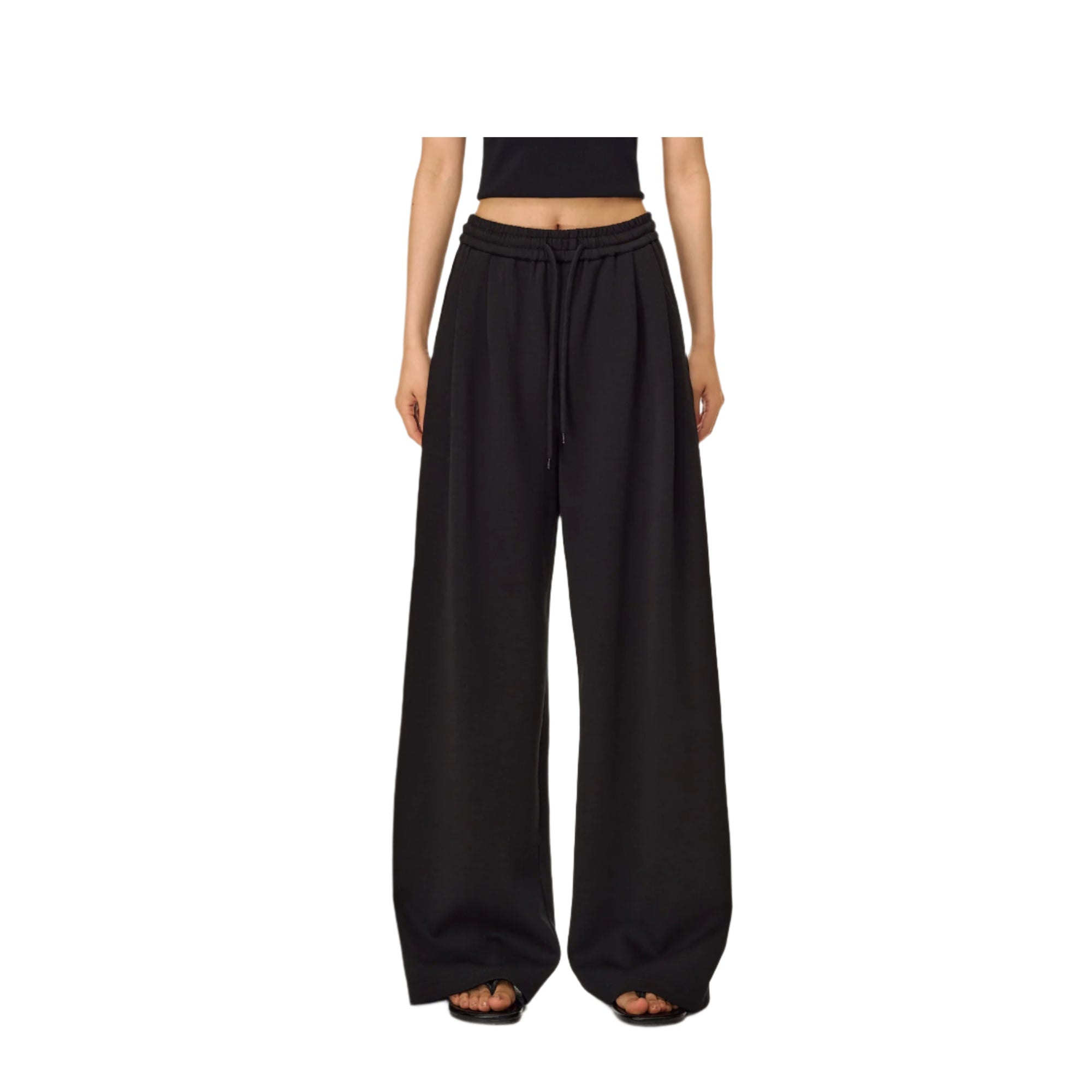 Black Straight Leg Casual Pants