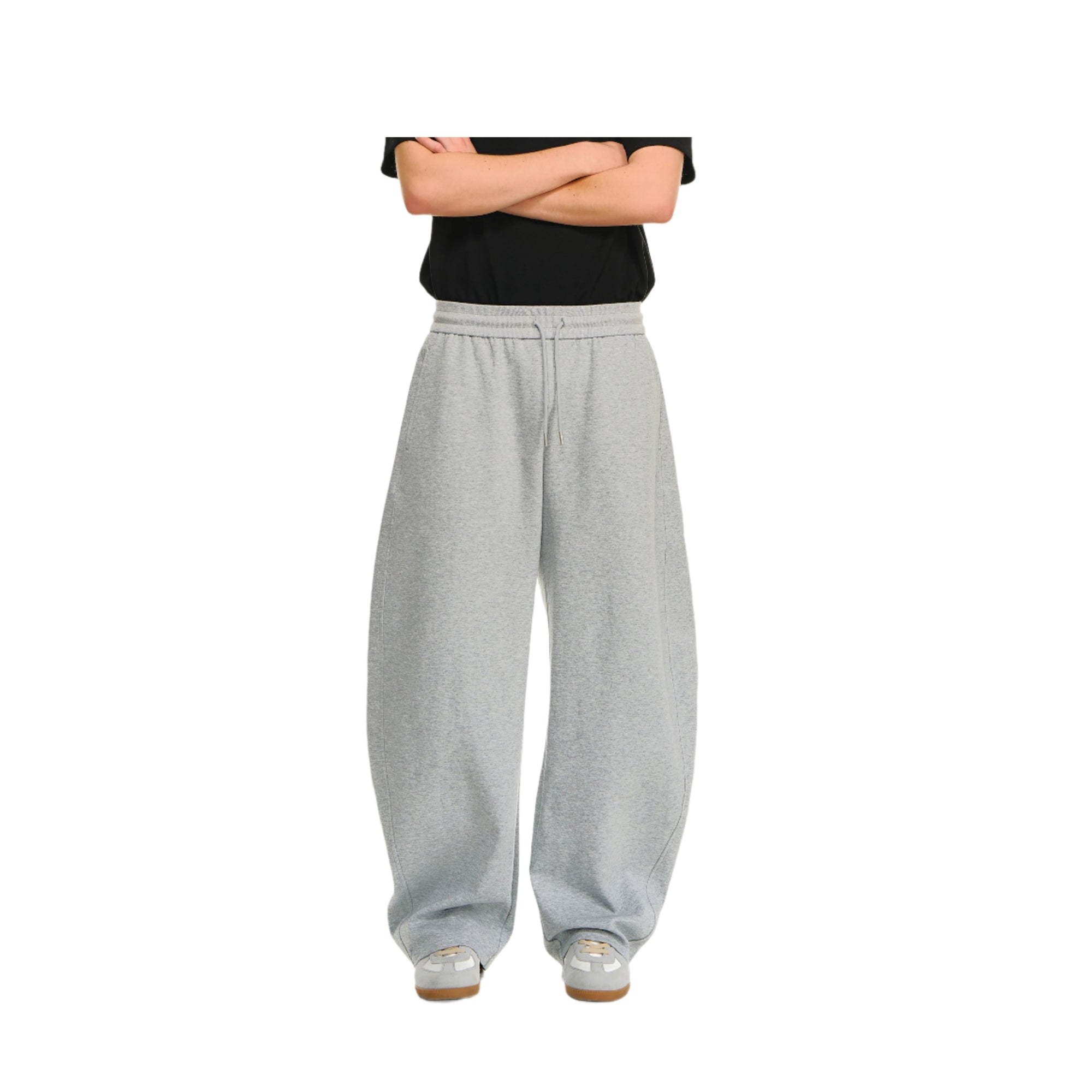 Light Gary Structured Machete Cut Slouchy Banana Sweatpants