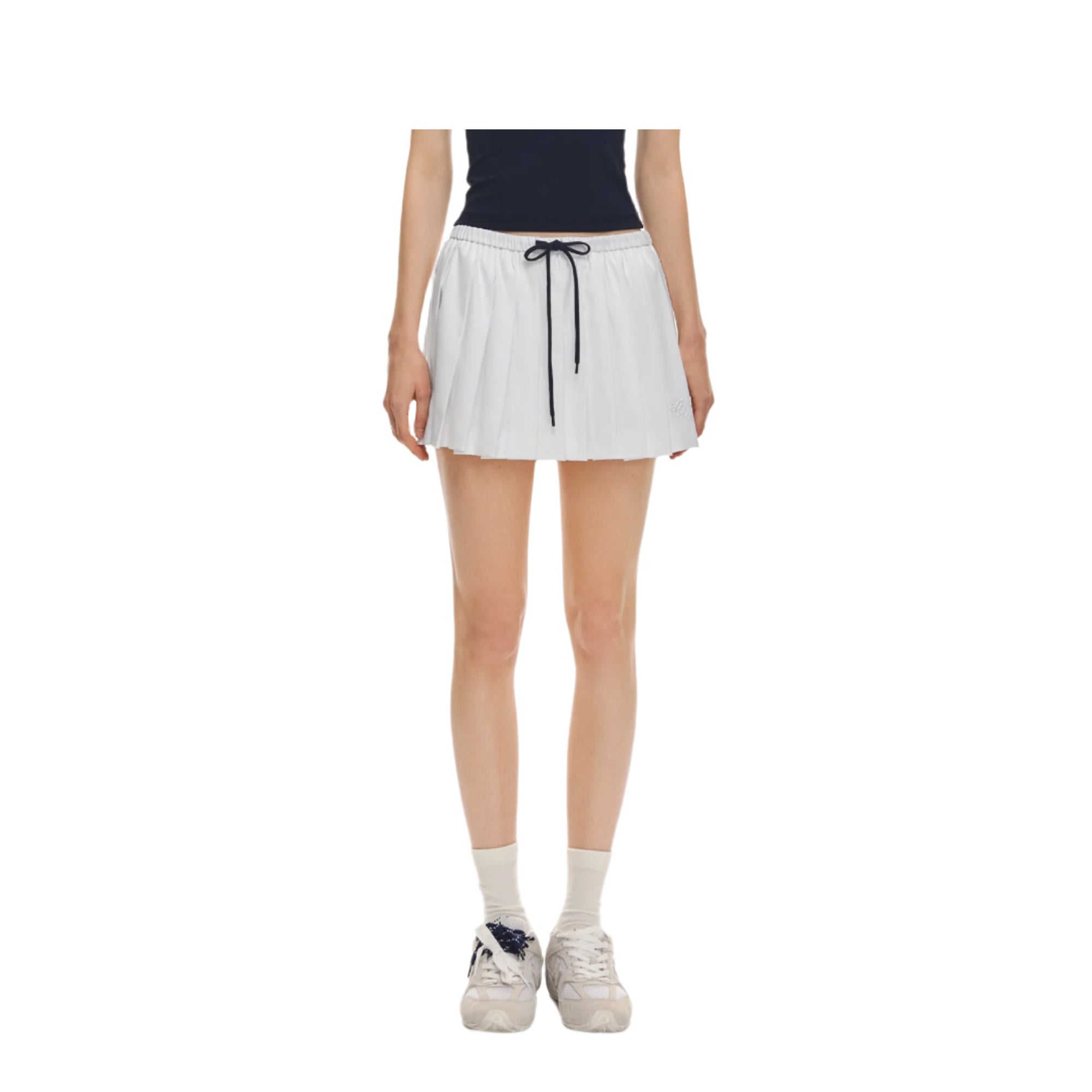 White drawstring sports skort