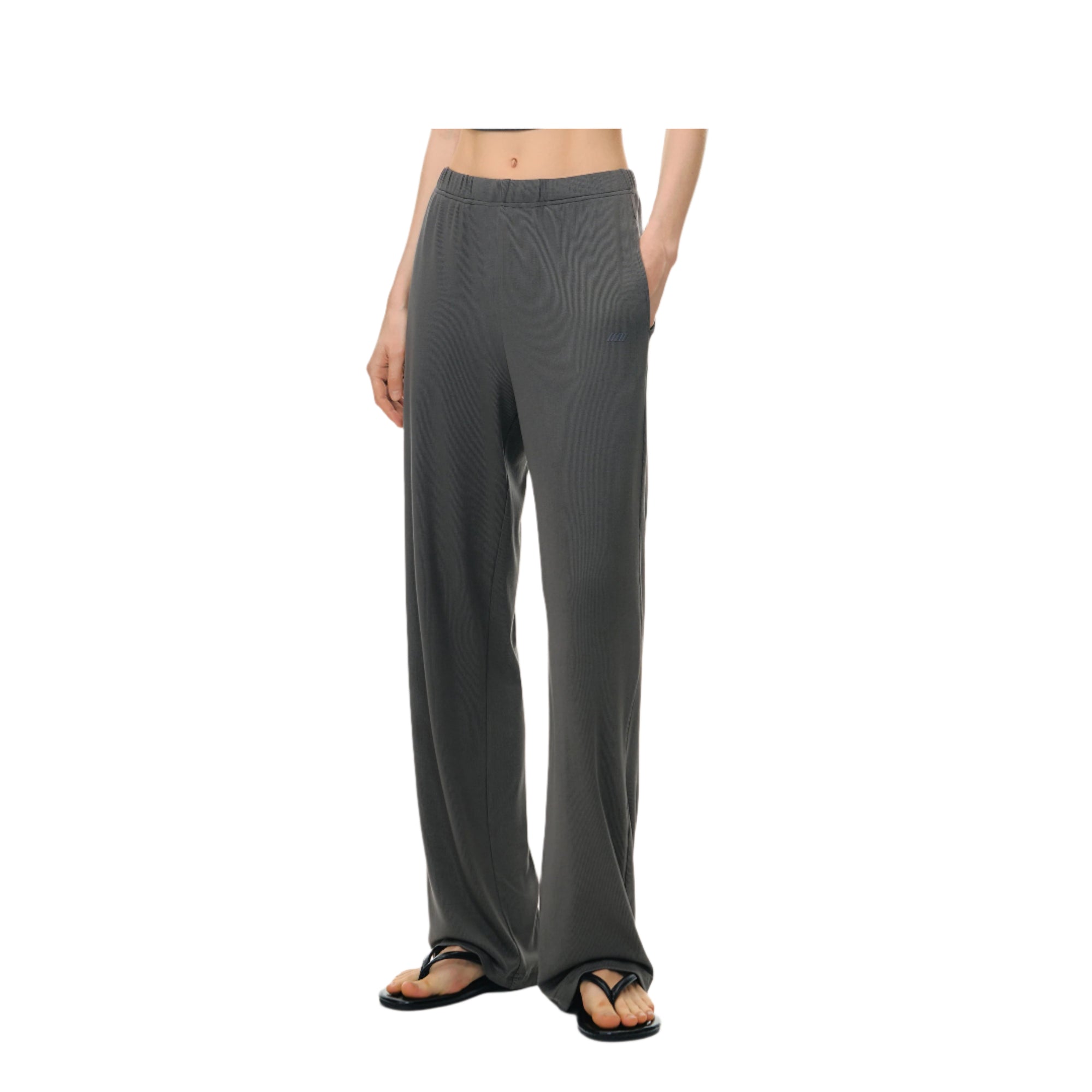 Grey Light Cloud Stretch Tencel Cool Straight Trousers