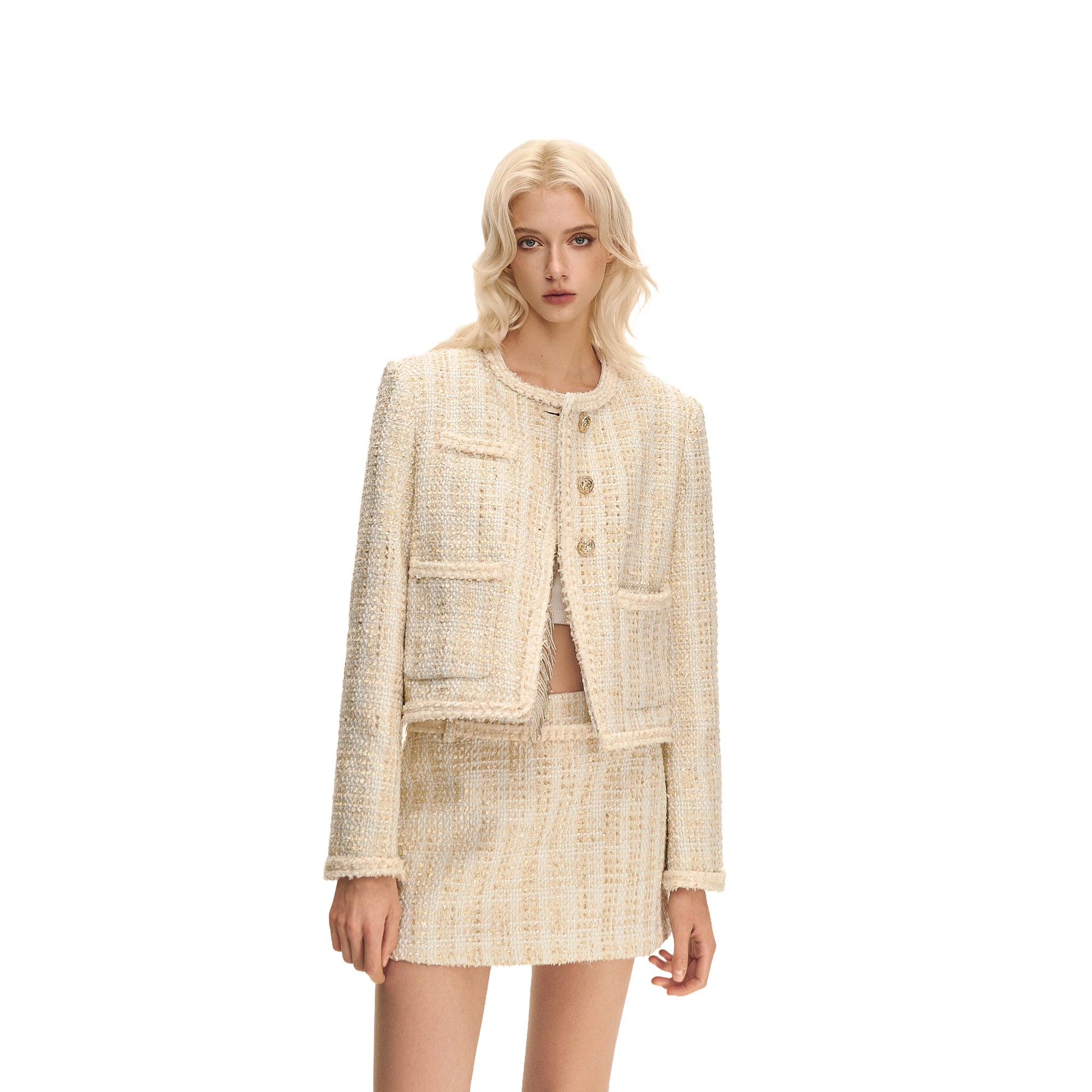 Gold Tweed Chanel Style Jacket