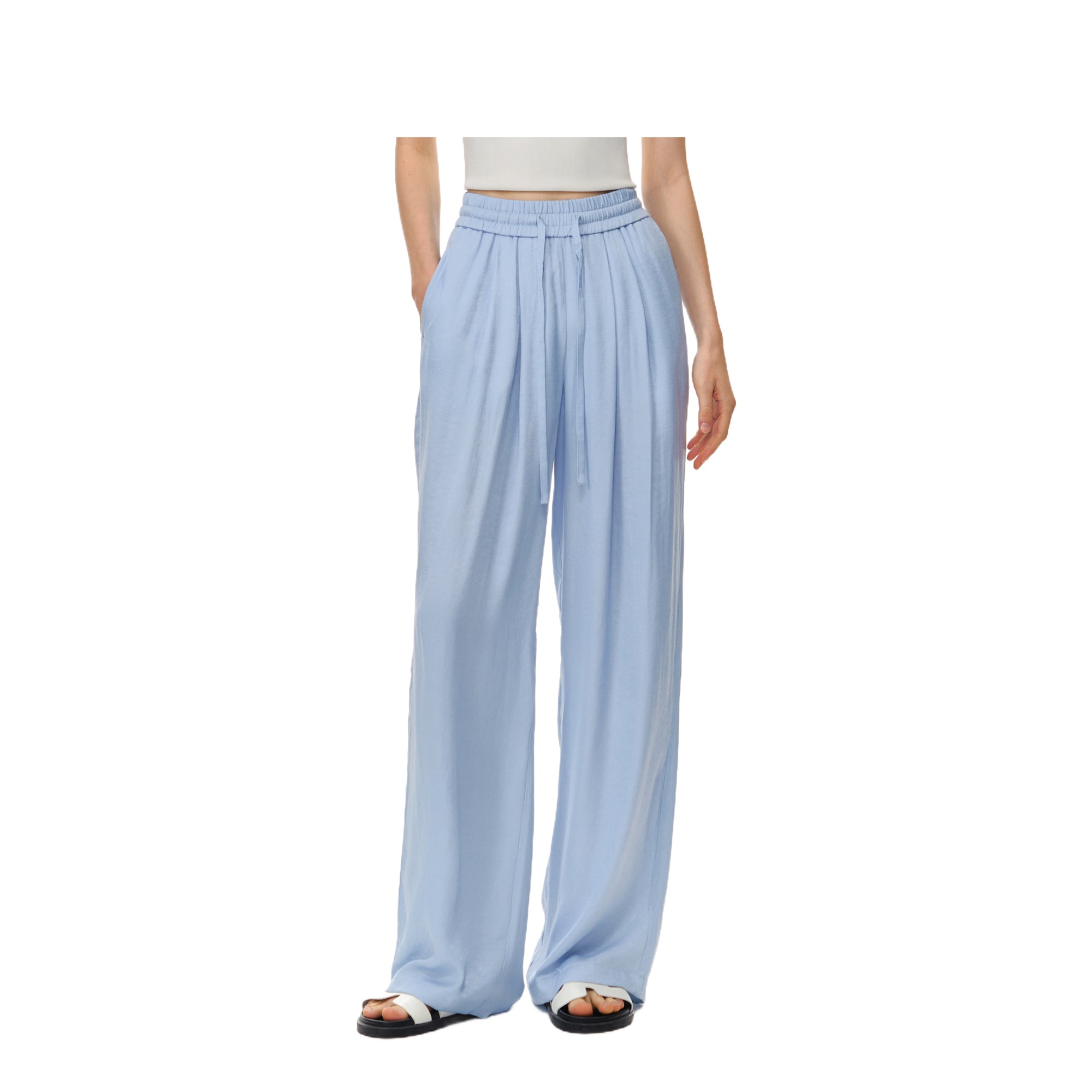Blue Holiday Style Drape Soft Casual Air Pants