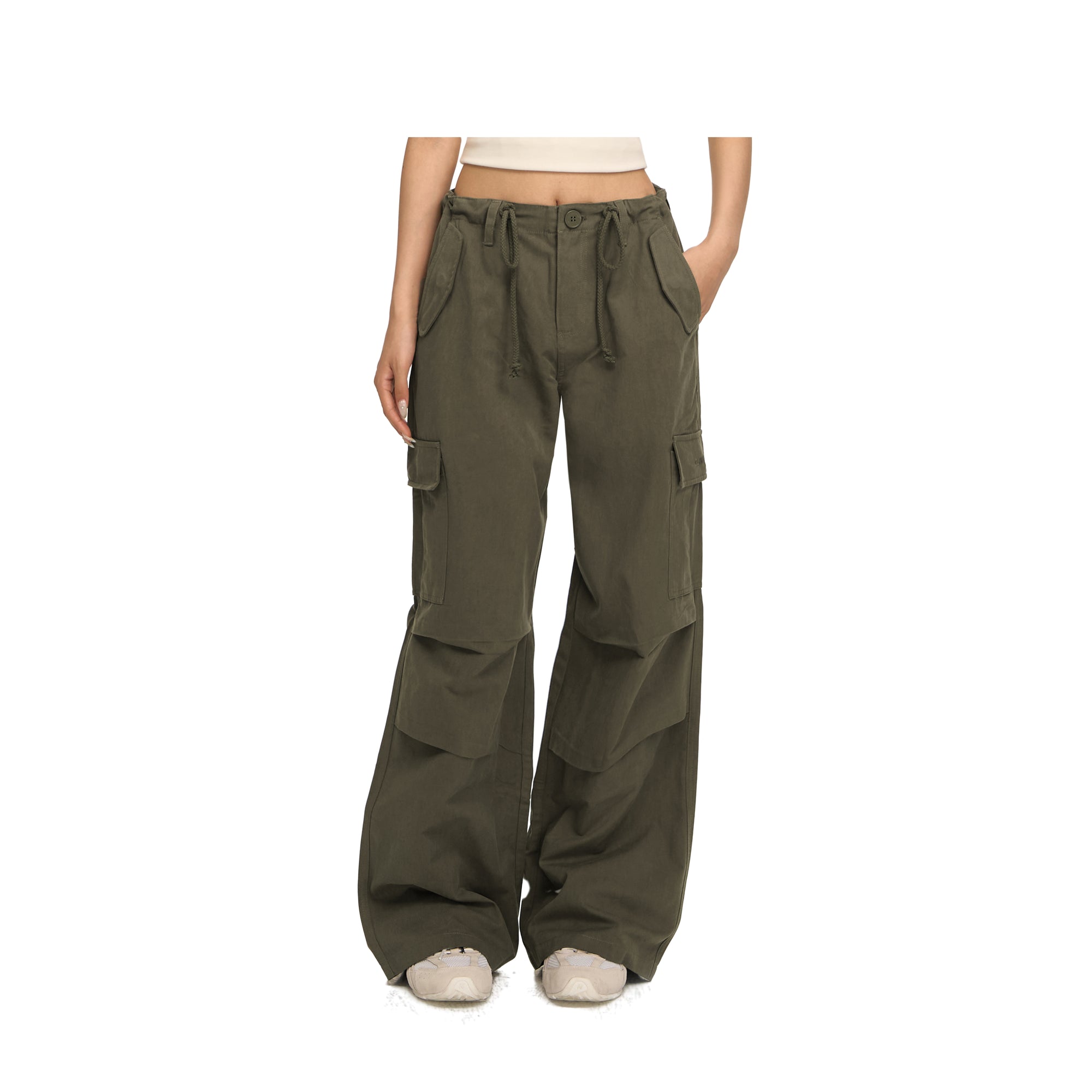 Green American Retro Pocket Loose Overalls