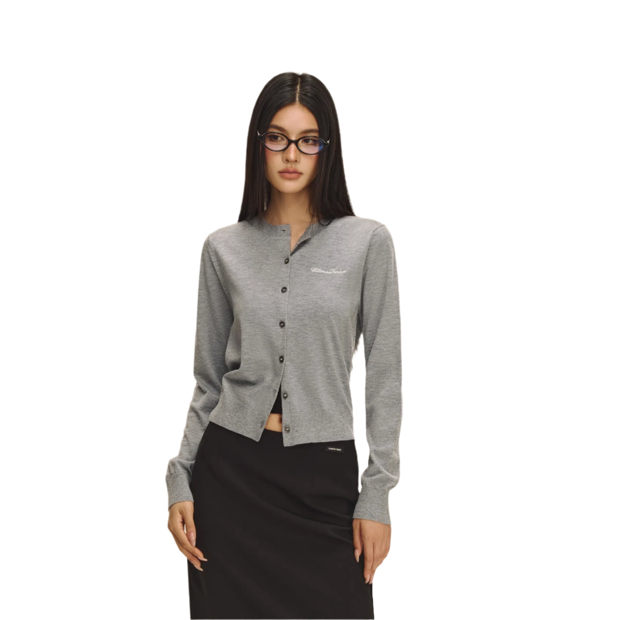 Grey Silk and Wool Blend Cardigan