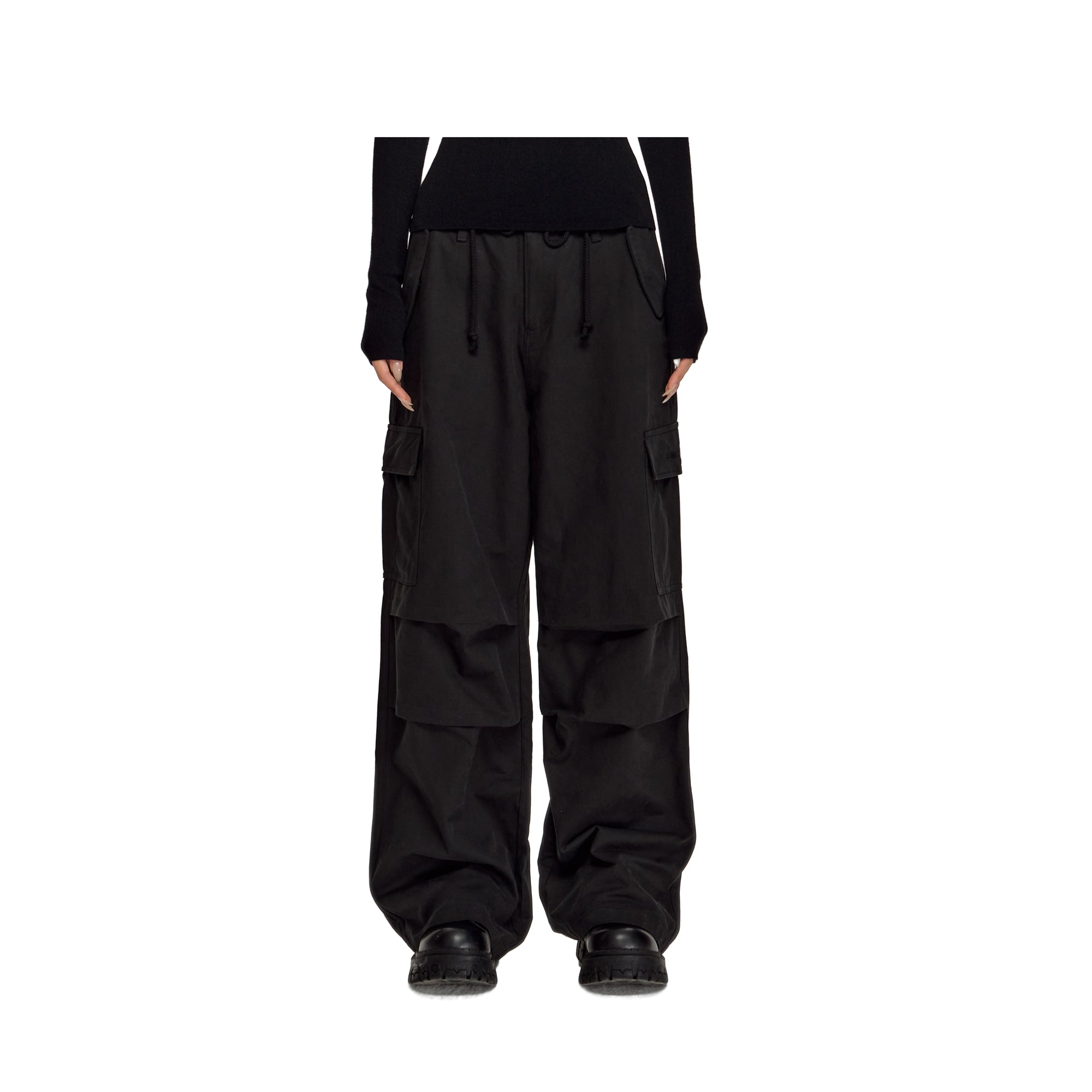 Black American Retro Pocket Loose Overalls