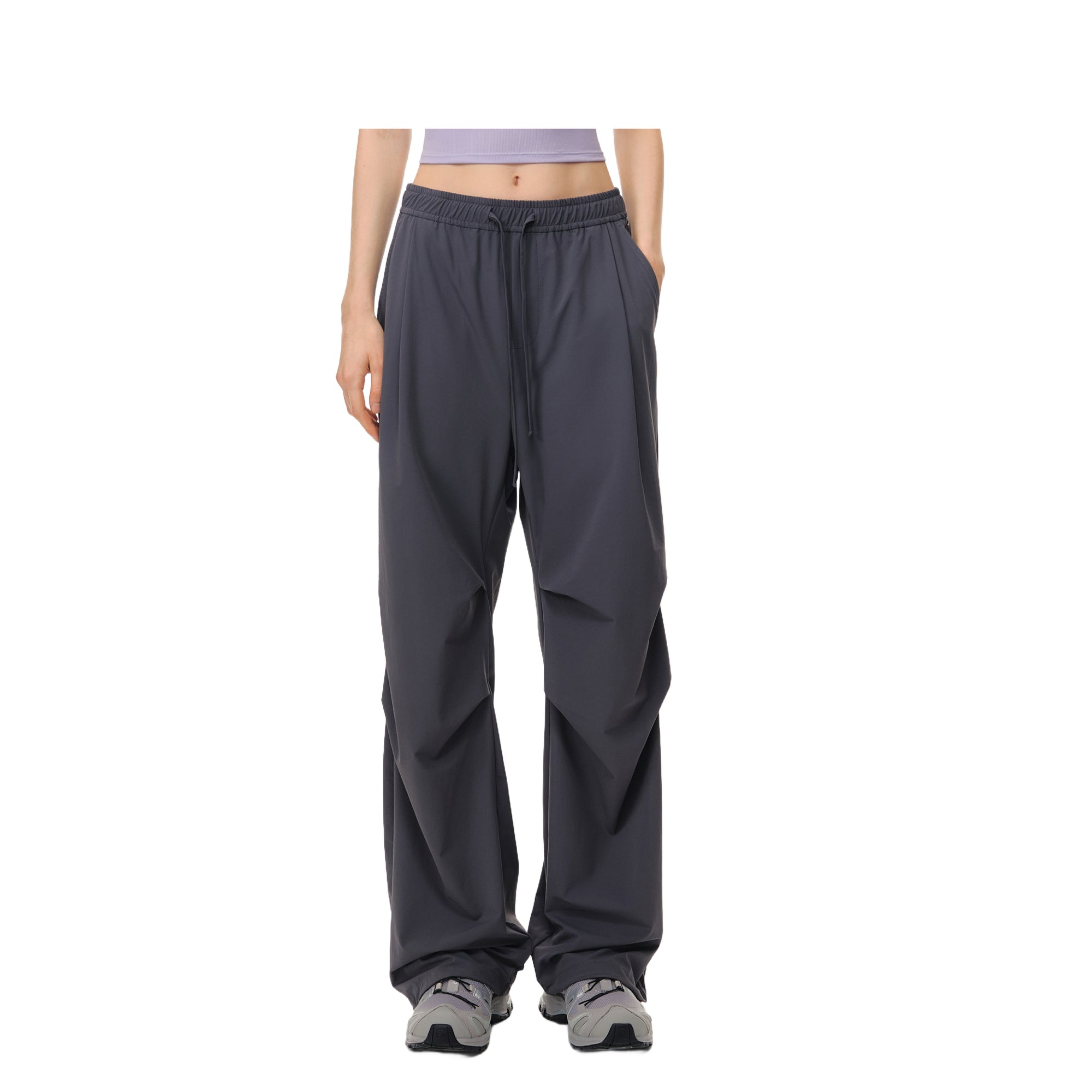Grey Outdoor Light Pleated Paratrooper Casual Pants