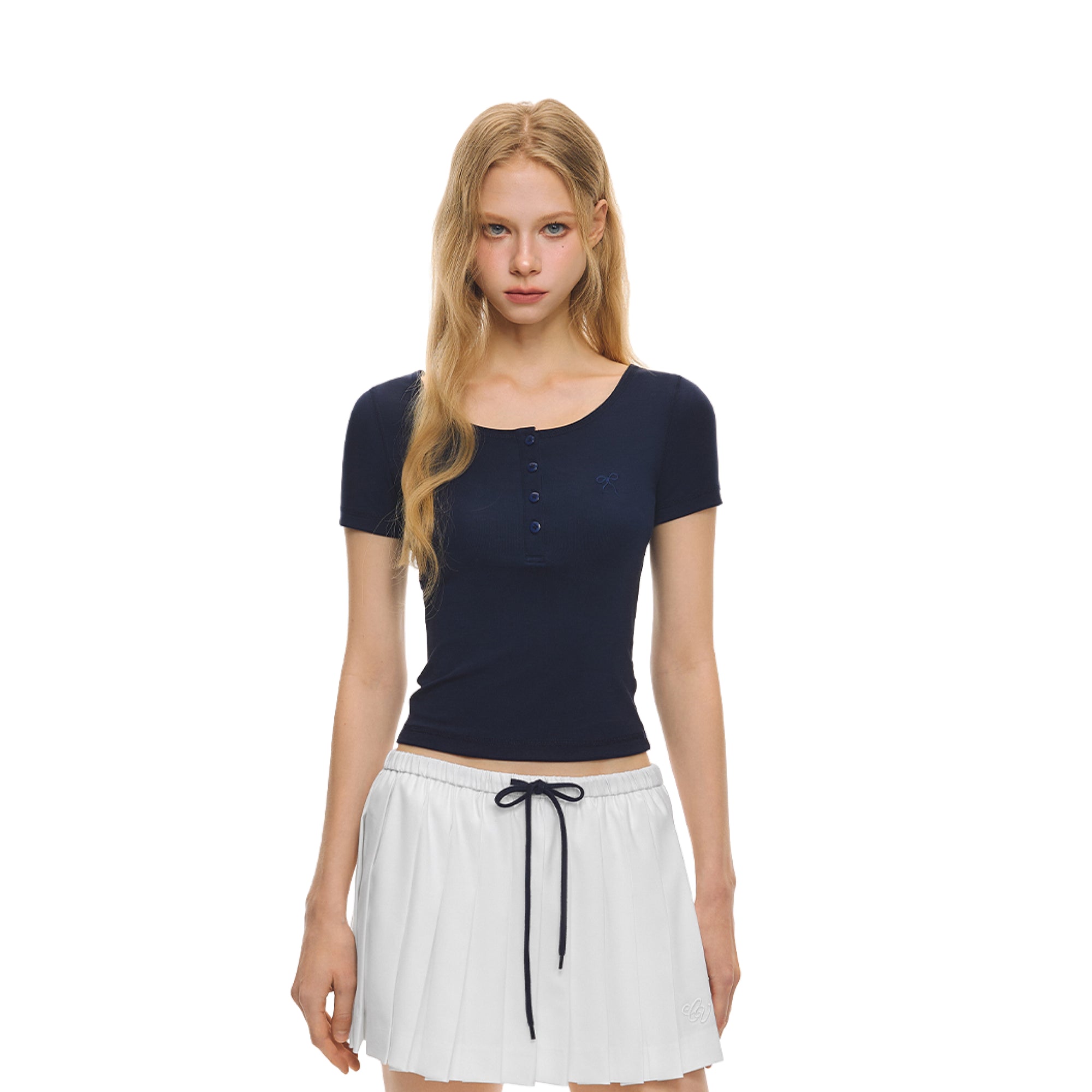 Navy Light Embroidered Short Sleeves