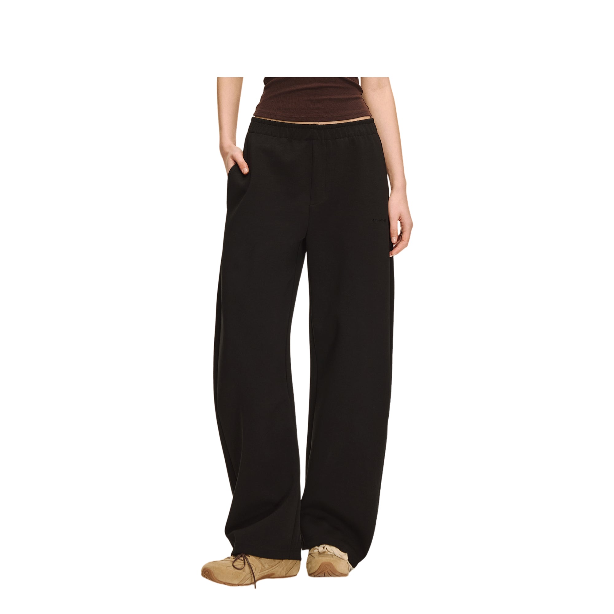 Black Air Layer Anti-Wrinkle Structured Curved Trousers