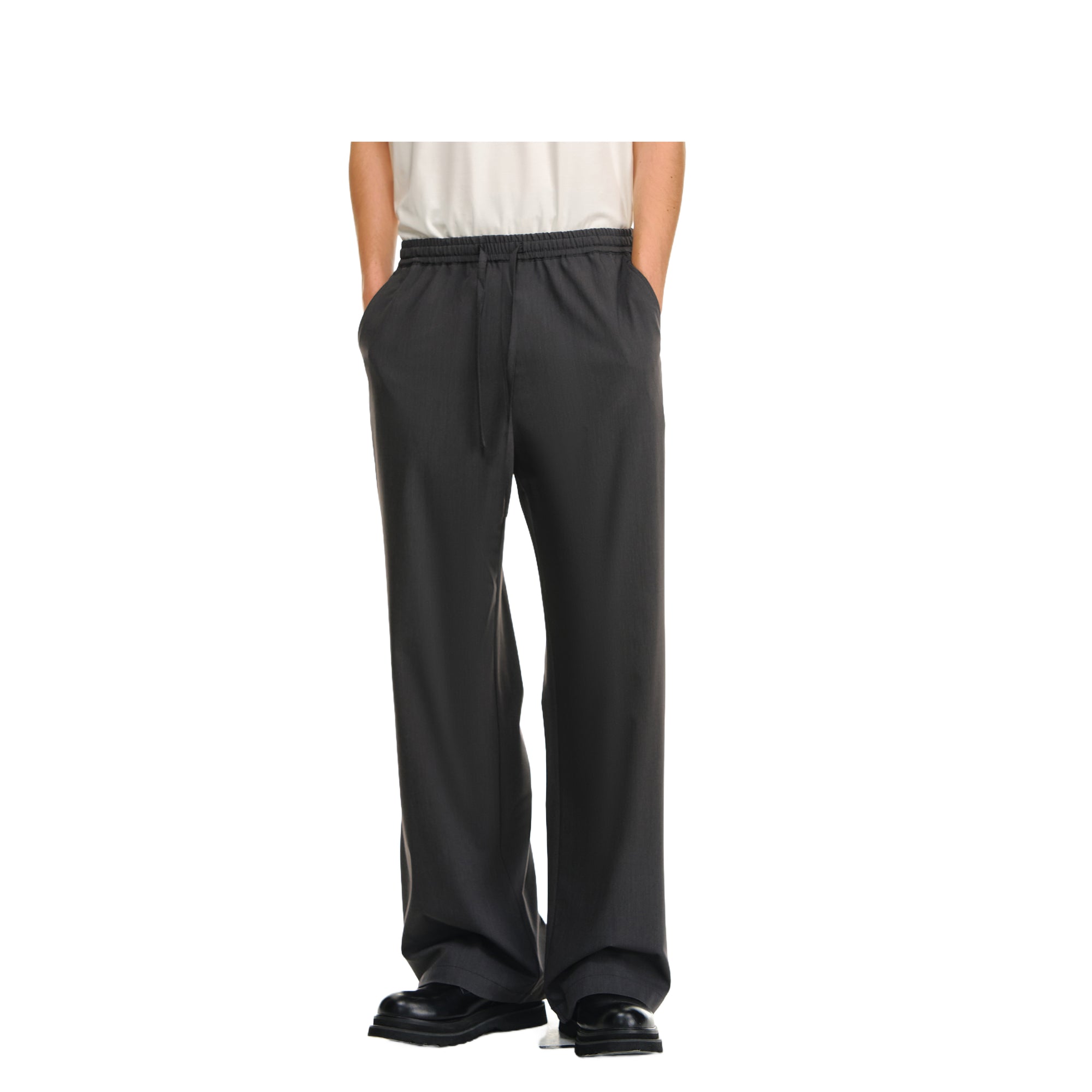 Gray Elastic Waist Ice Ammonia Cool Casual Trousers