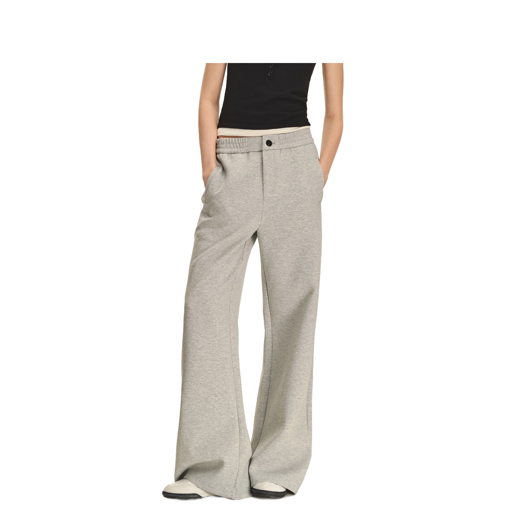 Grey Jelly Air Layer Wide Leg Casual Sweatpants