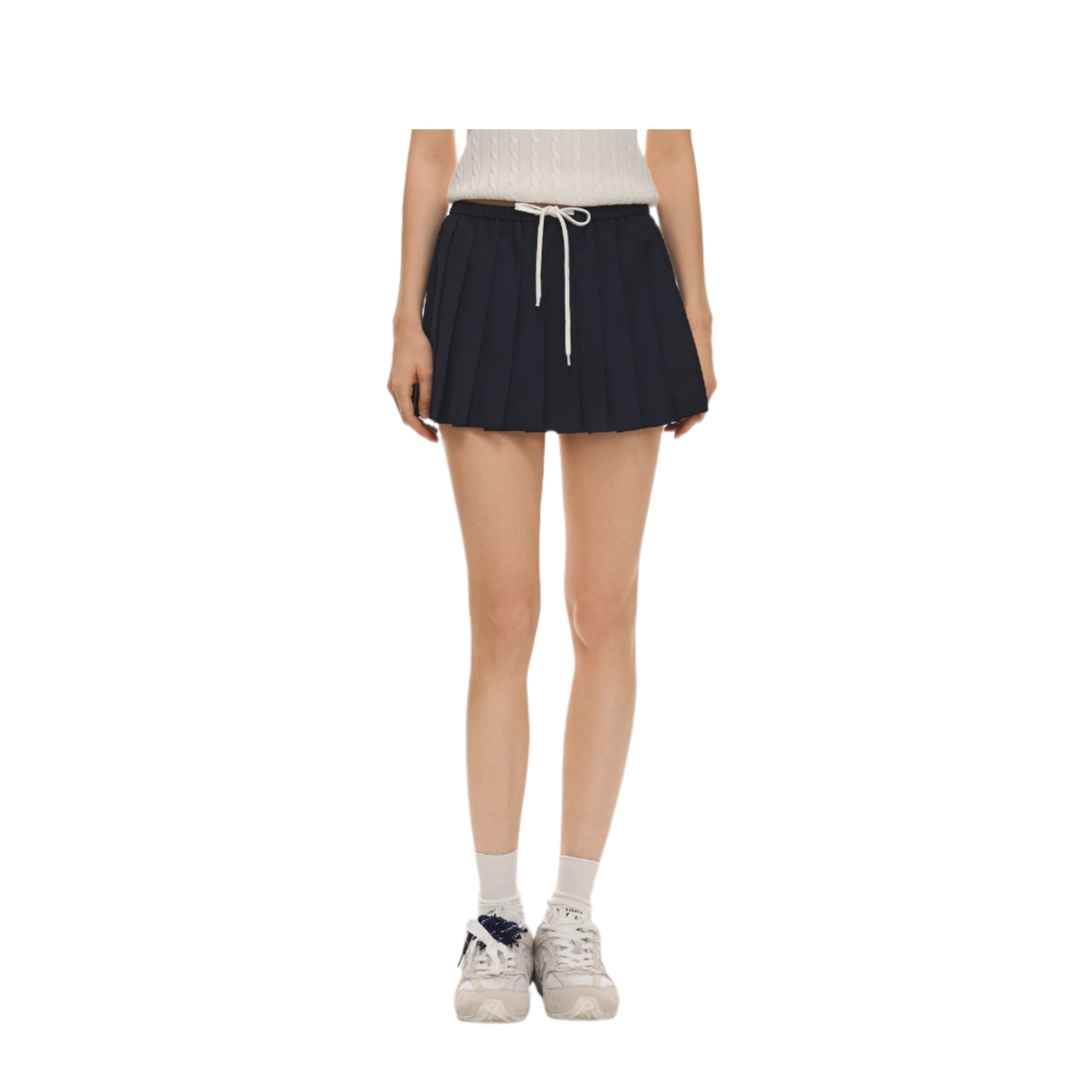 Navy blue drawstring sports skort