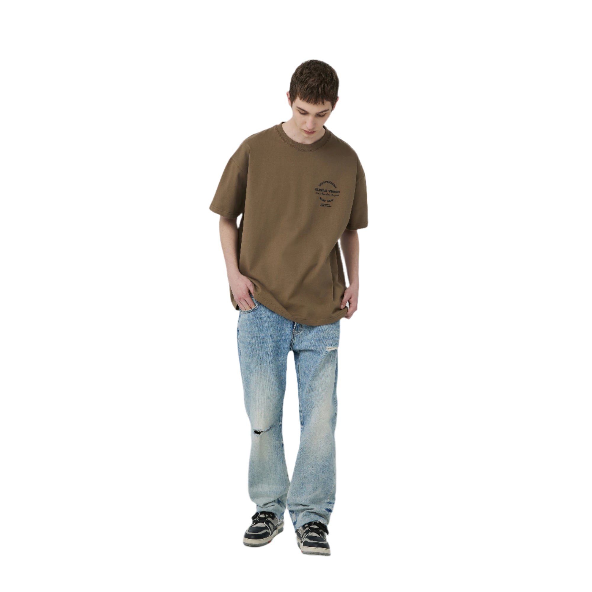 Brown Round Letter Foam Short Sleeves