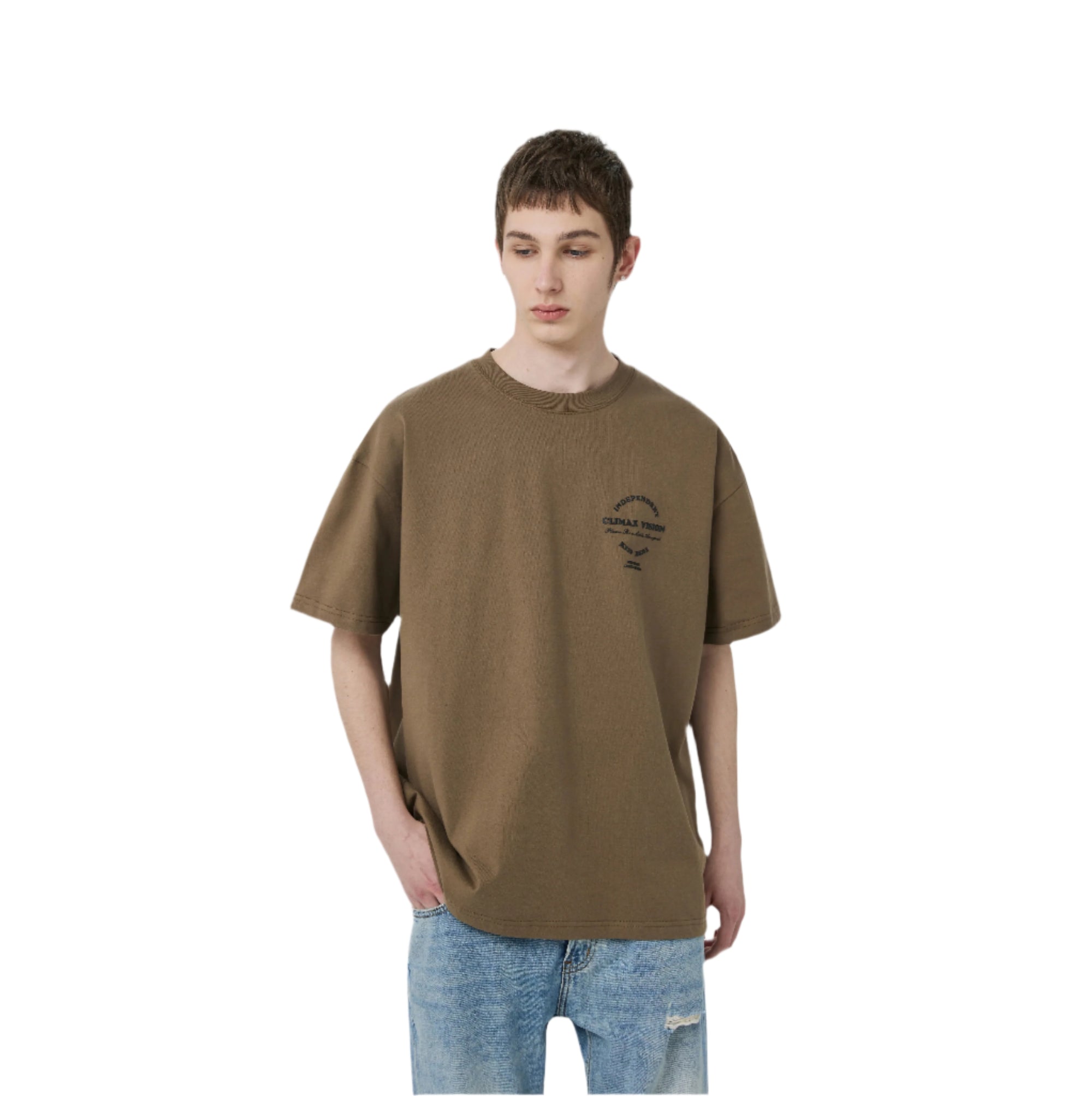 Brown Round Letter Foam Short Sleeves