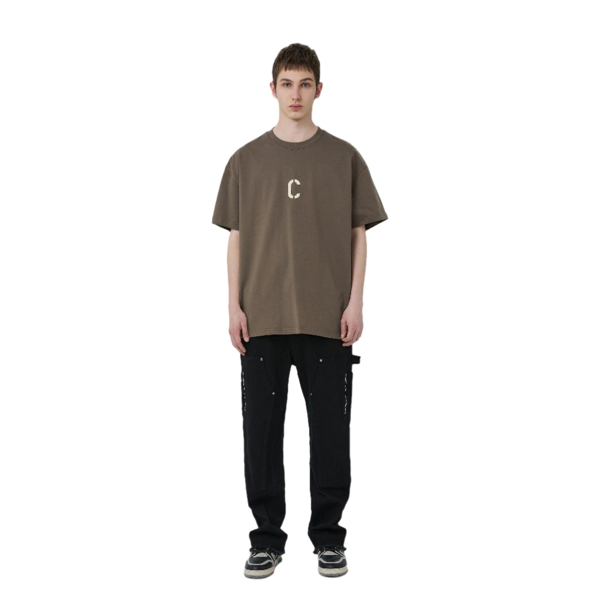 Brown Flocked C-line Short Sleeves
