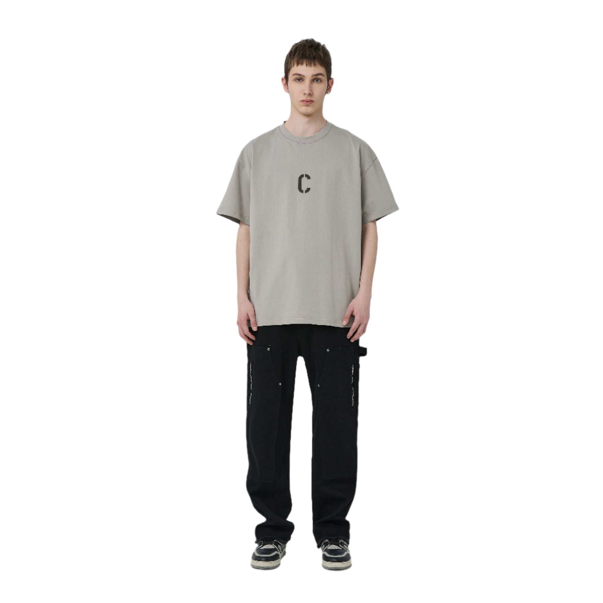 Grey Flocked C-line Short Sleeves