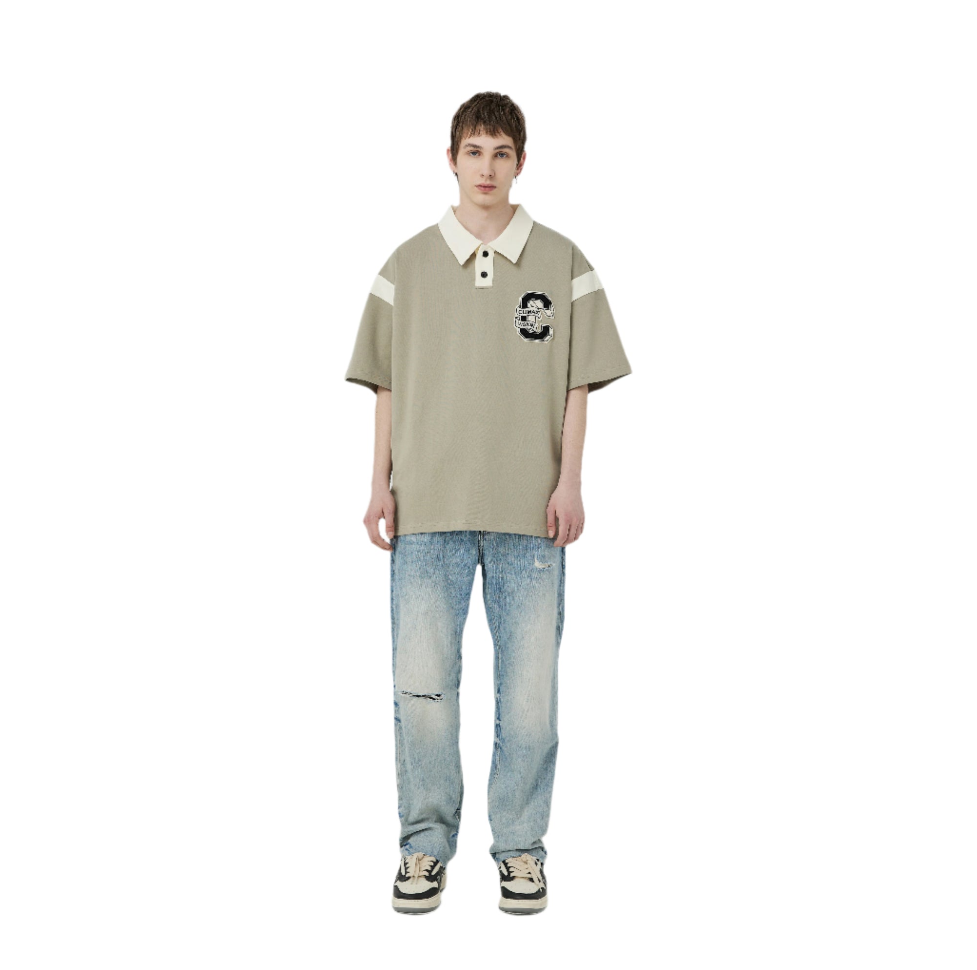 Khaki Contrast C-shaped Polo Short Sleeve