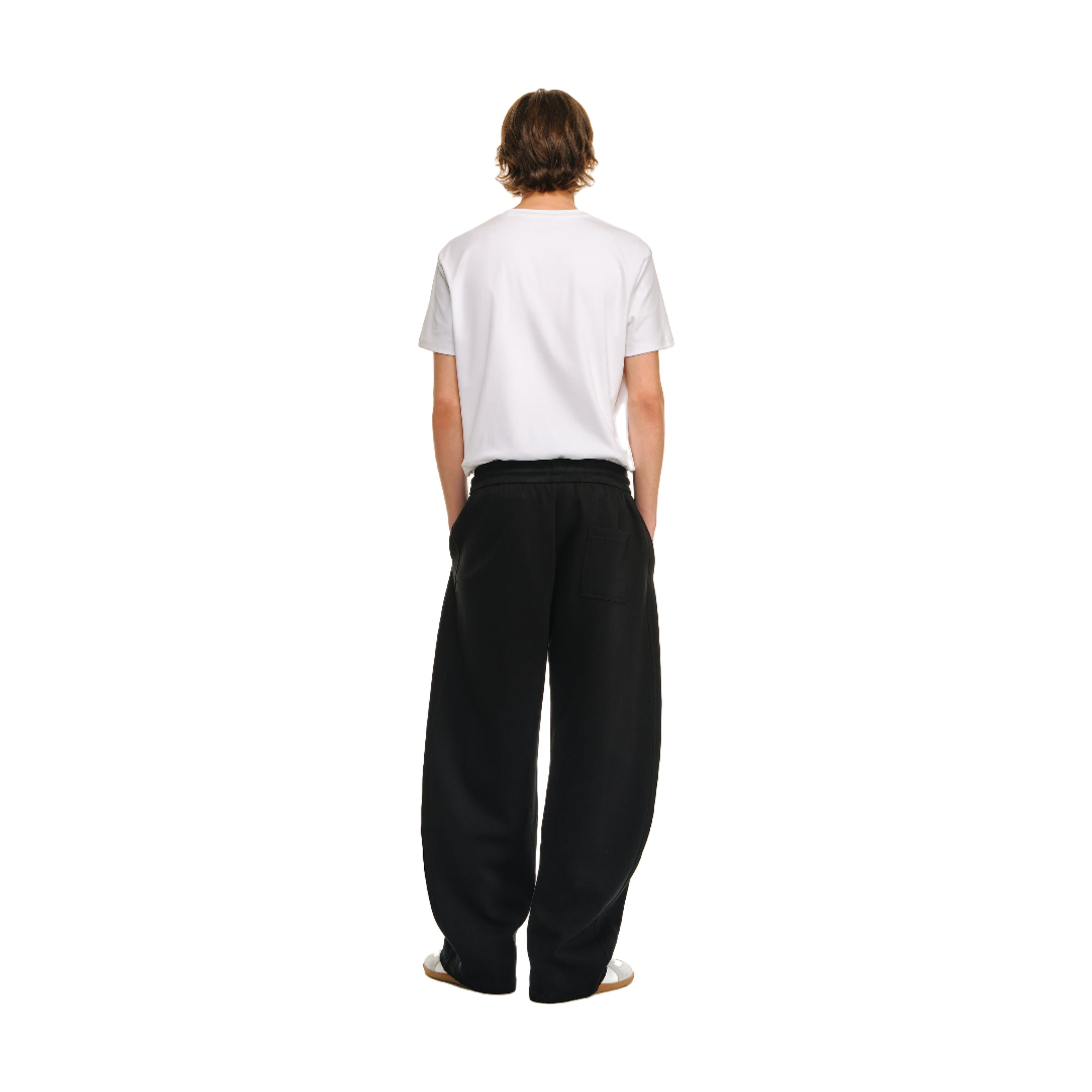 Black Structured Machete Cut Slouchy Banana Sweatpants