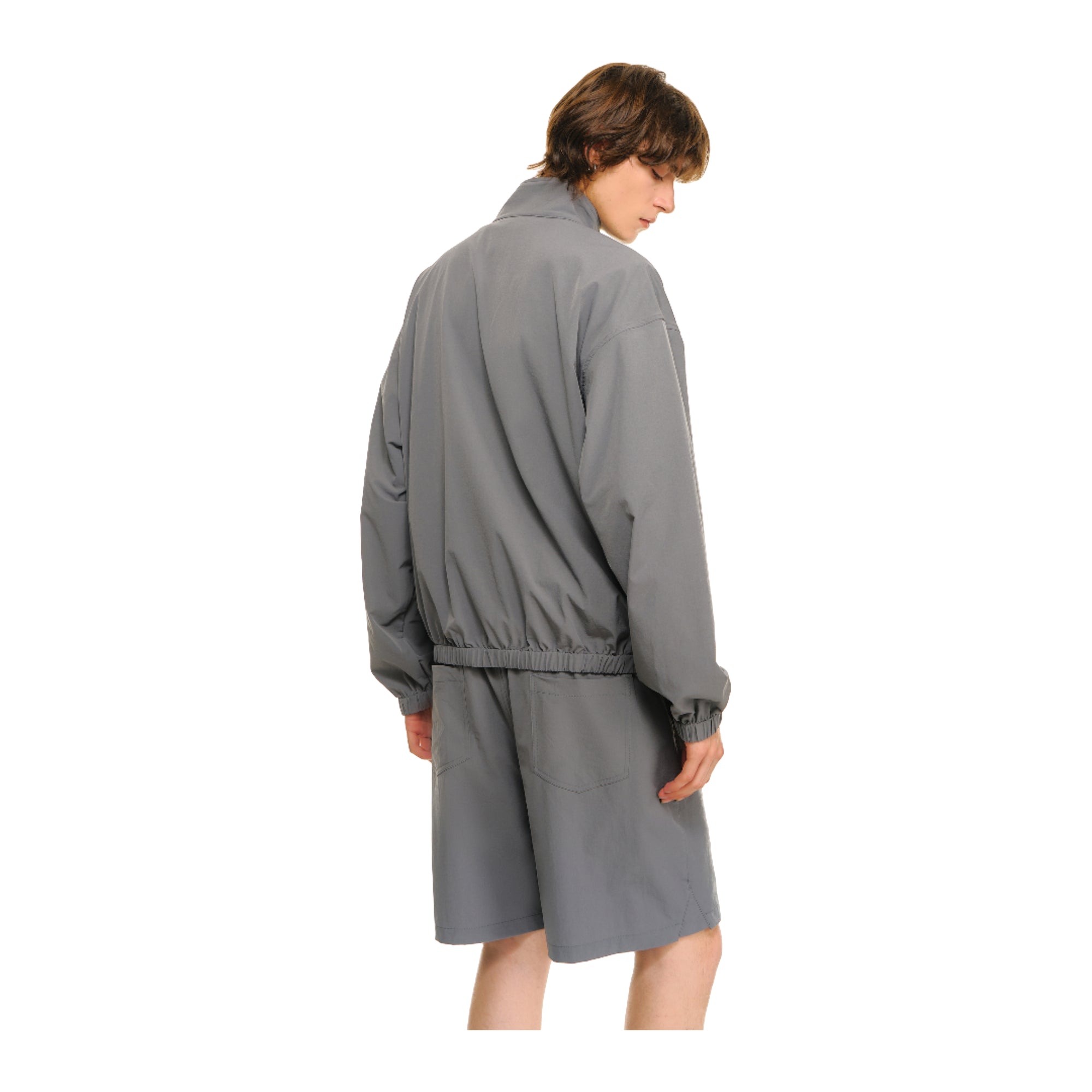 Grey Urban Sport Stand Collar Lightweight Jacket