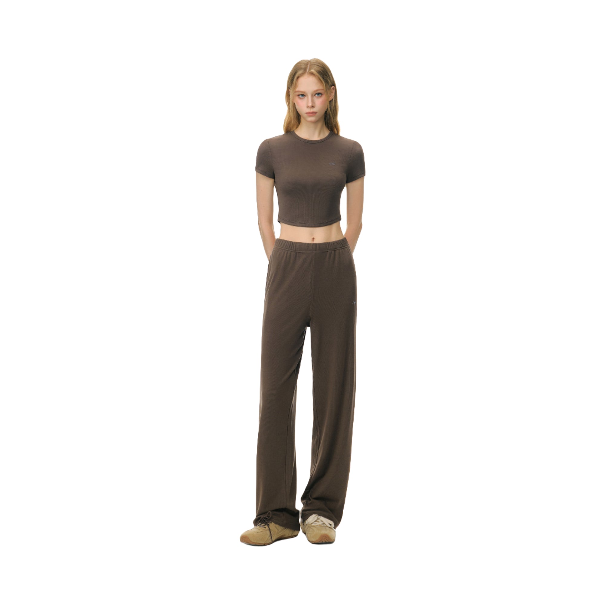 Brown Light Cloud Stretch Tencel Cool Straight Trousers