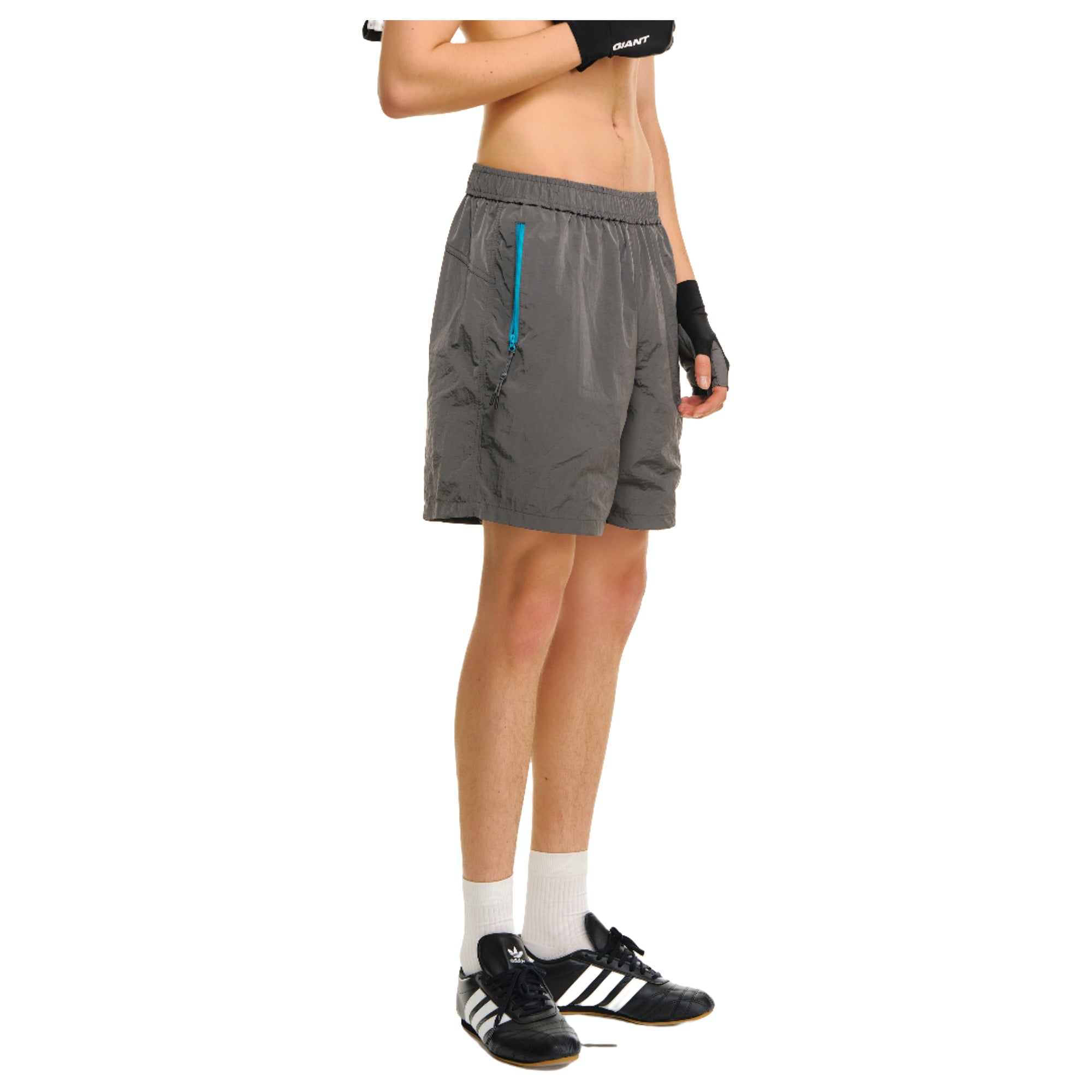 Grey Light Outdoor Sports Metallic Nylon Beach Shorts
