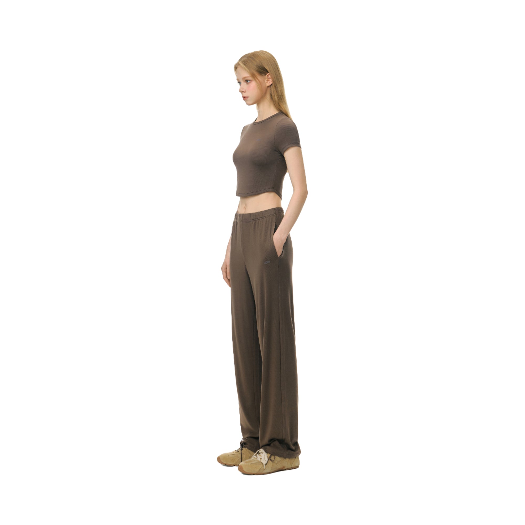Brown Light Cloud Stretch Tencel Cool Straight Trousers