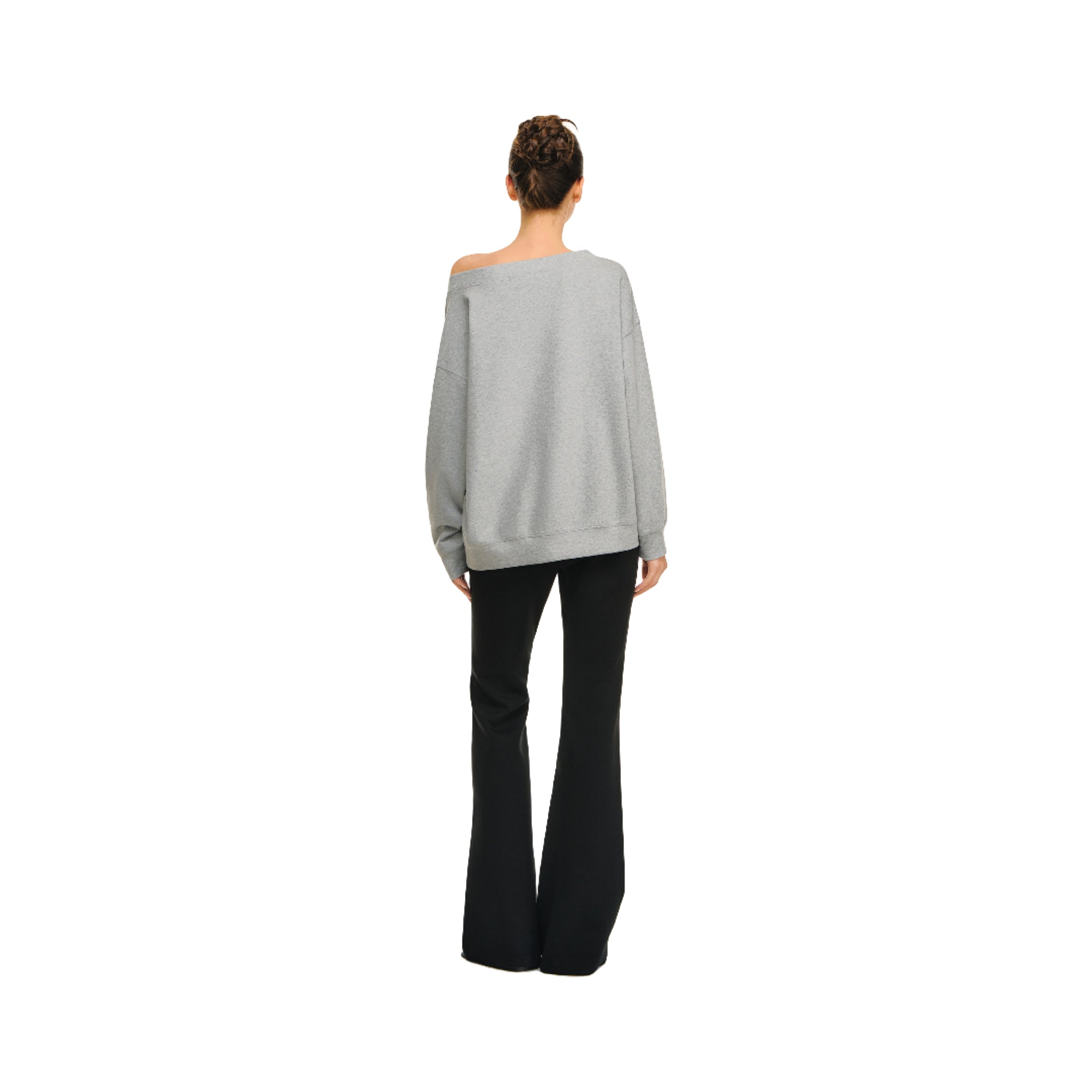 Gray Loose Off-shoulder Two-way Light Sweatshirt