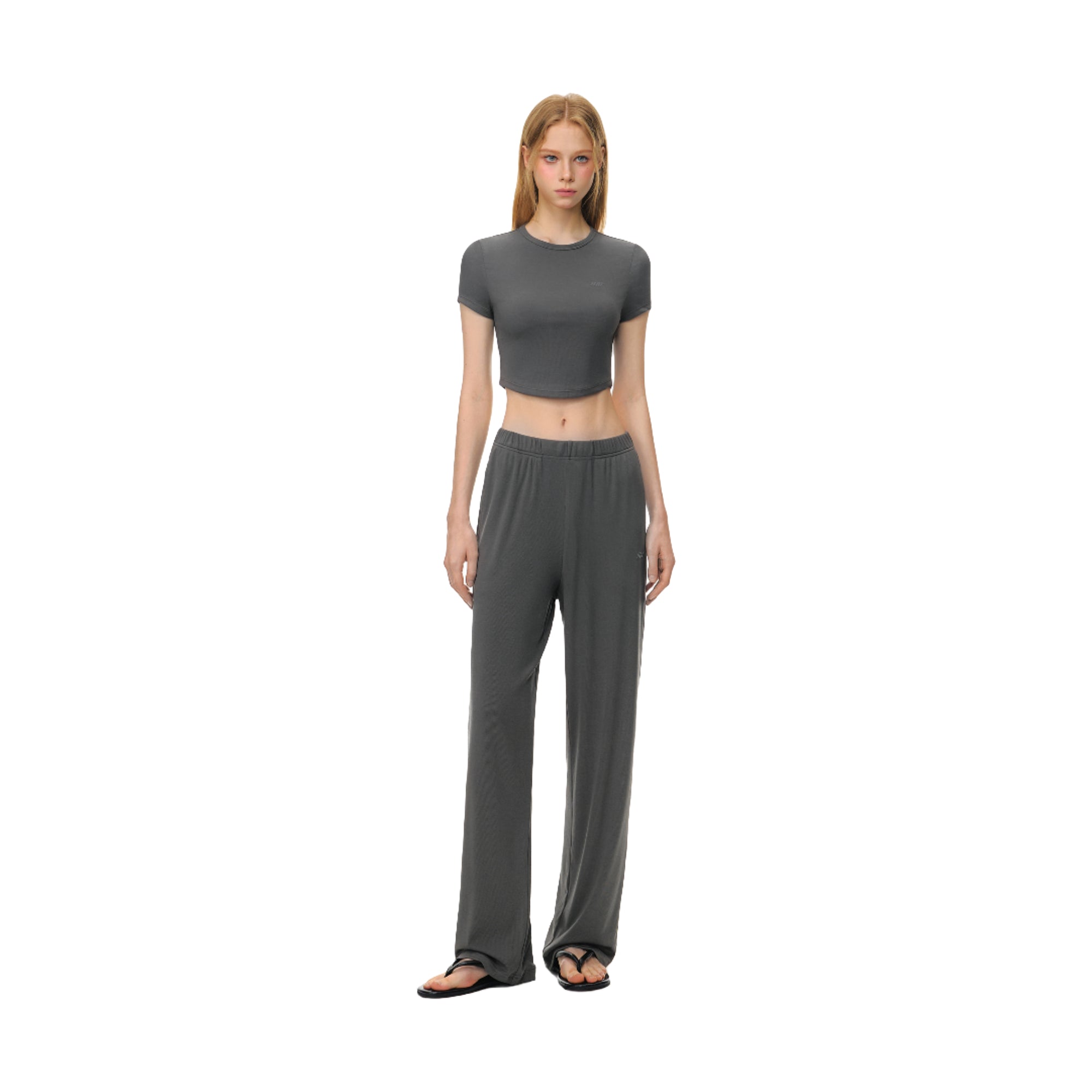 Grey Light Cloud Stretch Tencel Cool Straight Trousers
