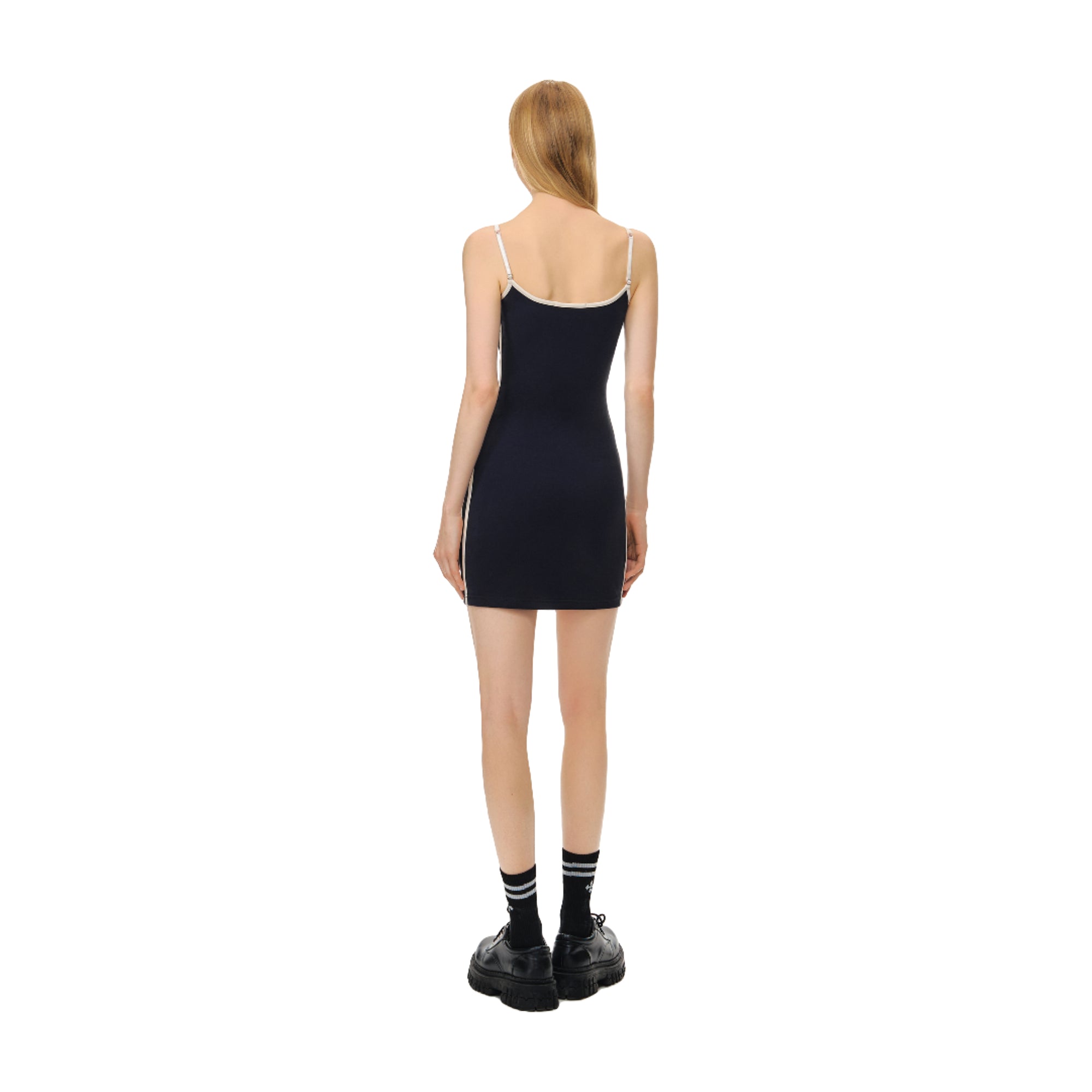 Black Double-sided Stretch Cotton Letter Waistband Hip Skirt