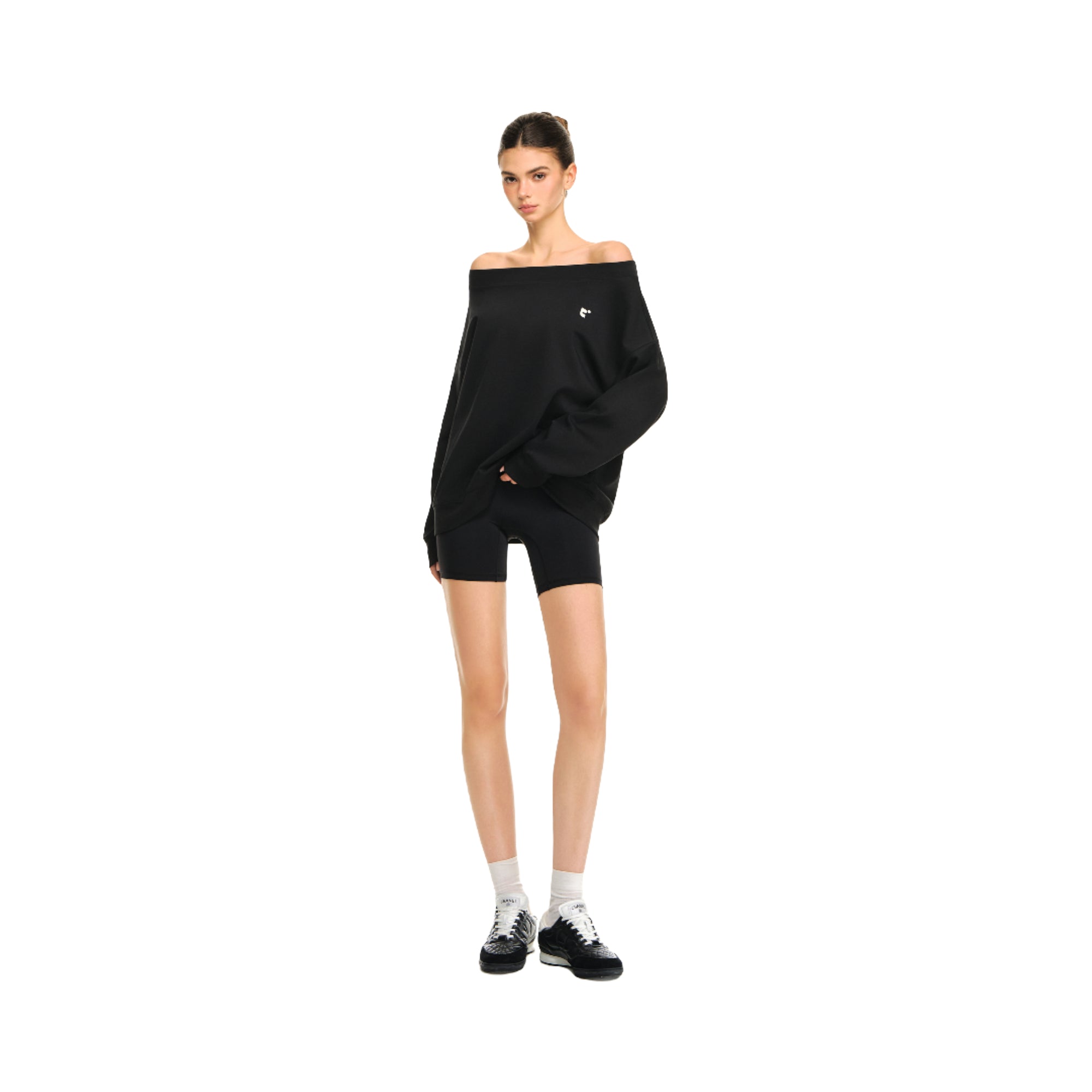 Black Loose Off-shoulder Two-way Light Sweatshirt