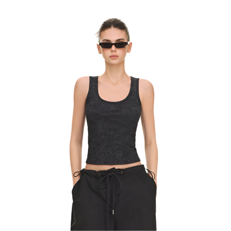 Black Stretch Racerback Tank Top