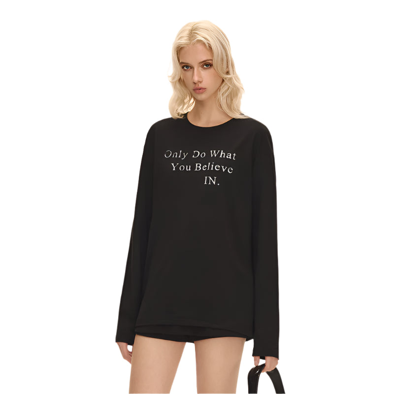 Black letter print long sleeves