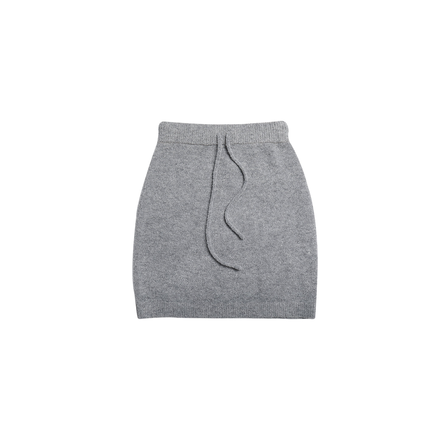 Grey Bouquet Yarn Chunky Knit Drawstring Midi Skirt